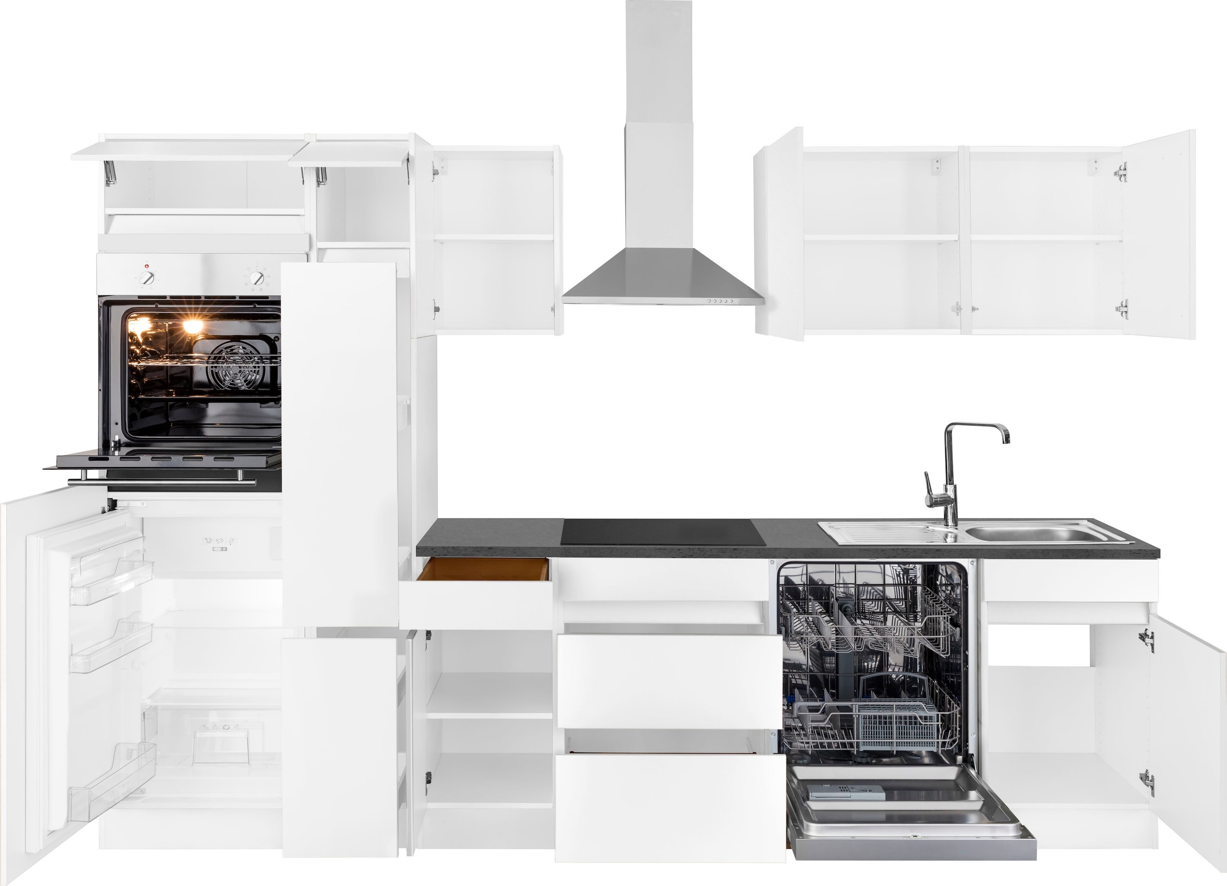 OPTIFIT Küchenzeile »Roth« Breite 300 cm, wahlweise mit E-Geräten, mit Apothekerschrank