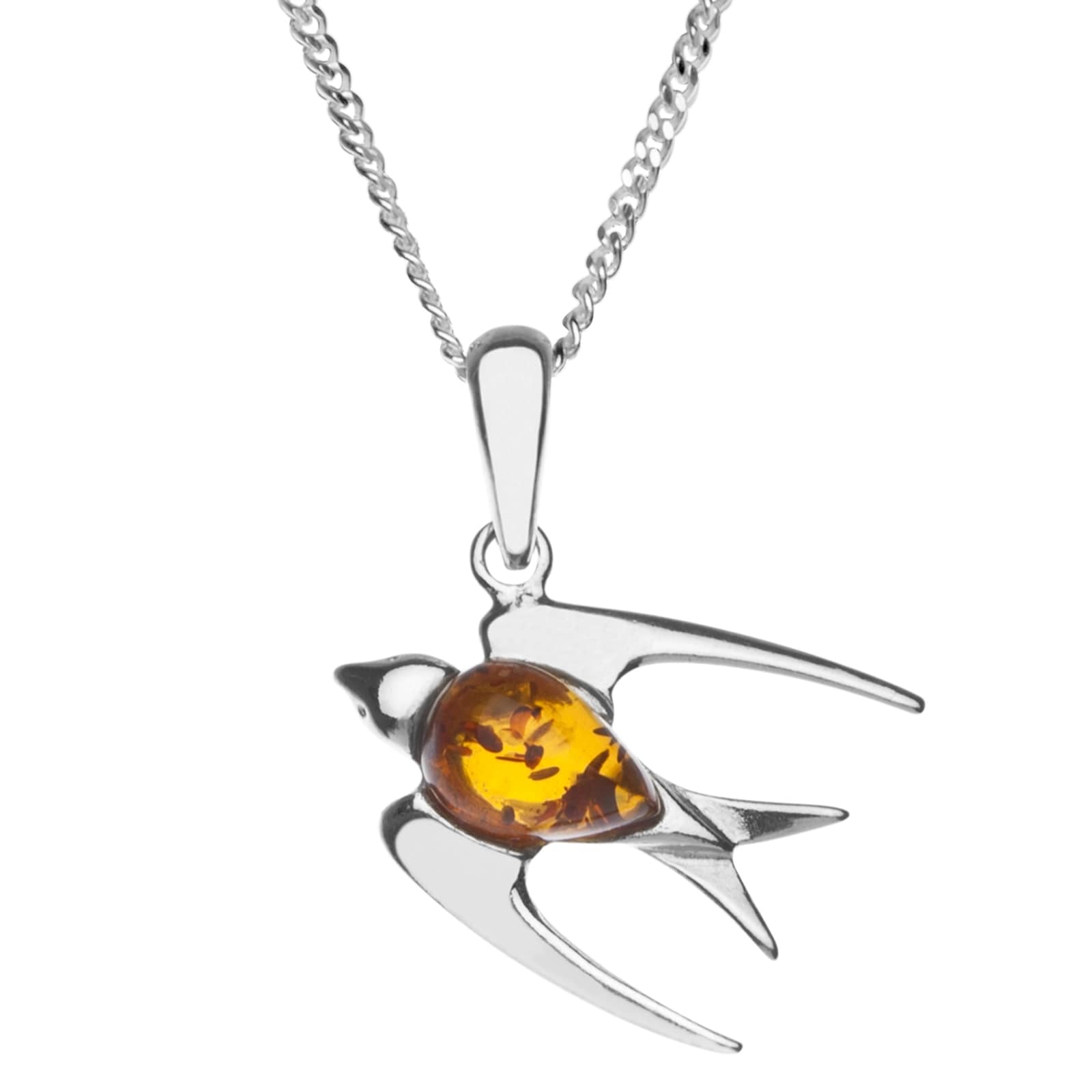 OSTSEE-SCHMUCK Kette und Anhänger Set »- Schwalbe - Silber 925/000 - Bernstein«