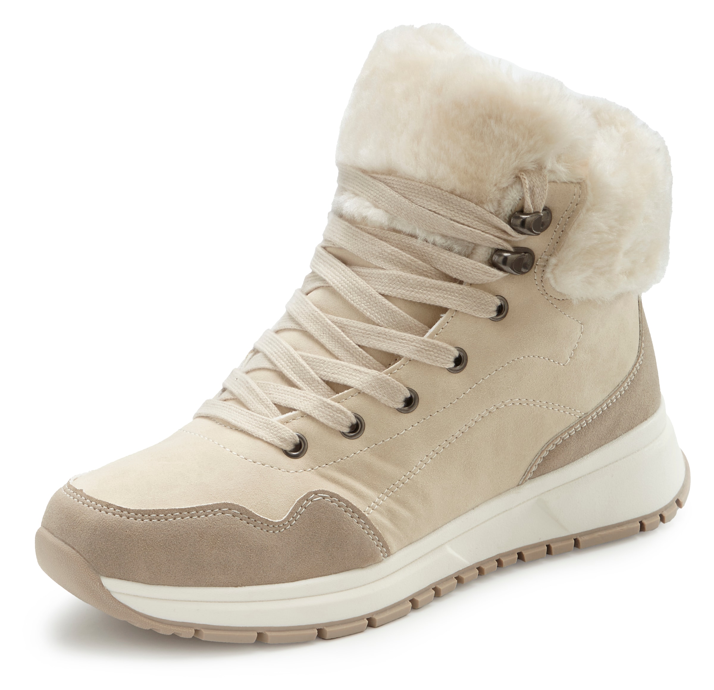 LASCANA Winterstiefelette »High Top Sneaker, Schnürschuh, Boots, Stiefelette«  aus wasserabweisendem Material mit Warmfutter VEGAN