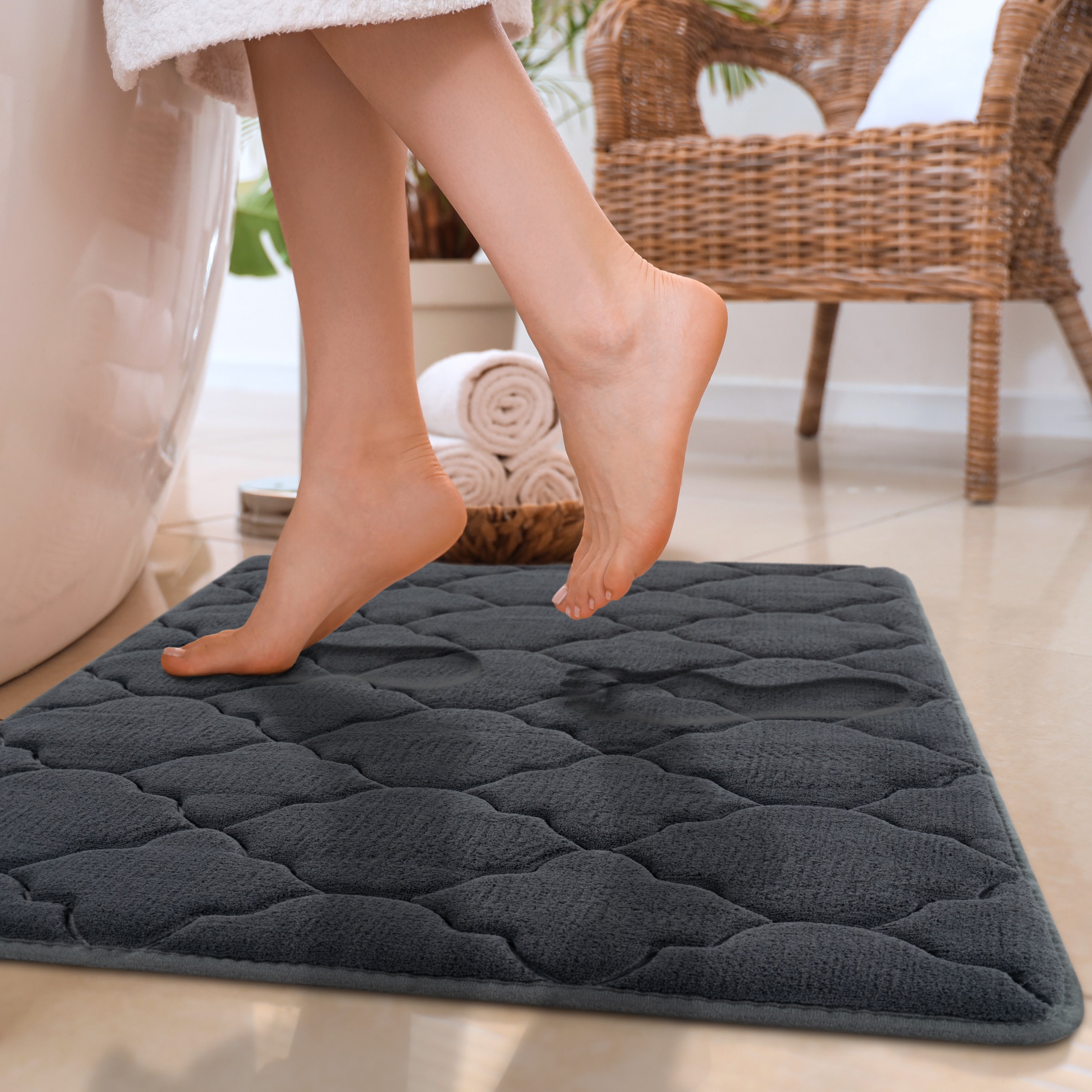 Paco Home Badematte »Corby 251, Memory-Schaum Effekt«, rutschhemmend beschichtet, fußbodenheizungsgeeignet, Badteppich, Uni Farben, Ornamente, Hoch-Tief Effekt