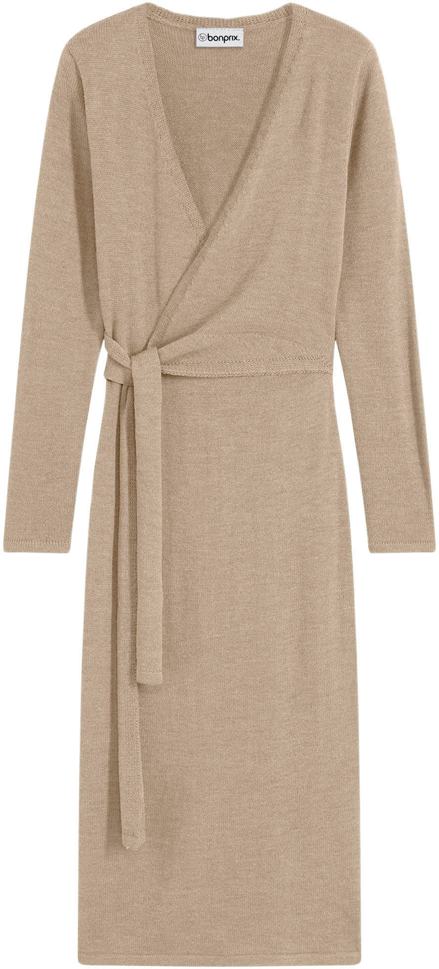 bonprix Strickkleid »Midi-Strickkleid« mit modernem Wickel-Design, aus Polyacryl und Polyester
