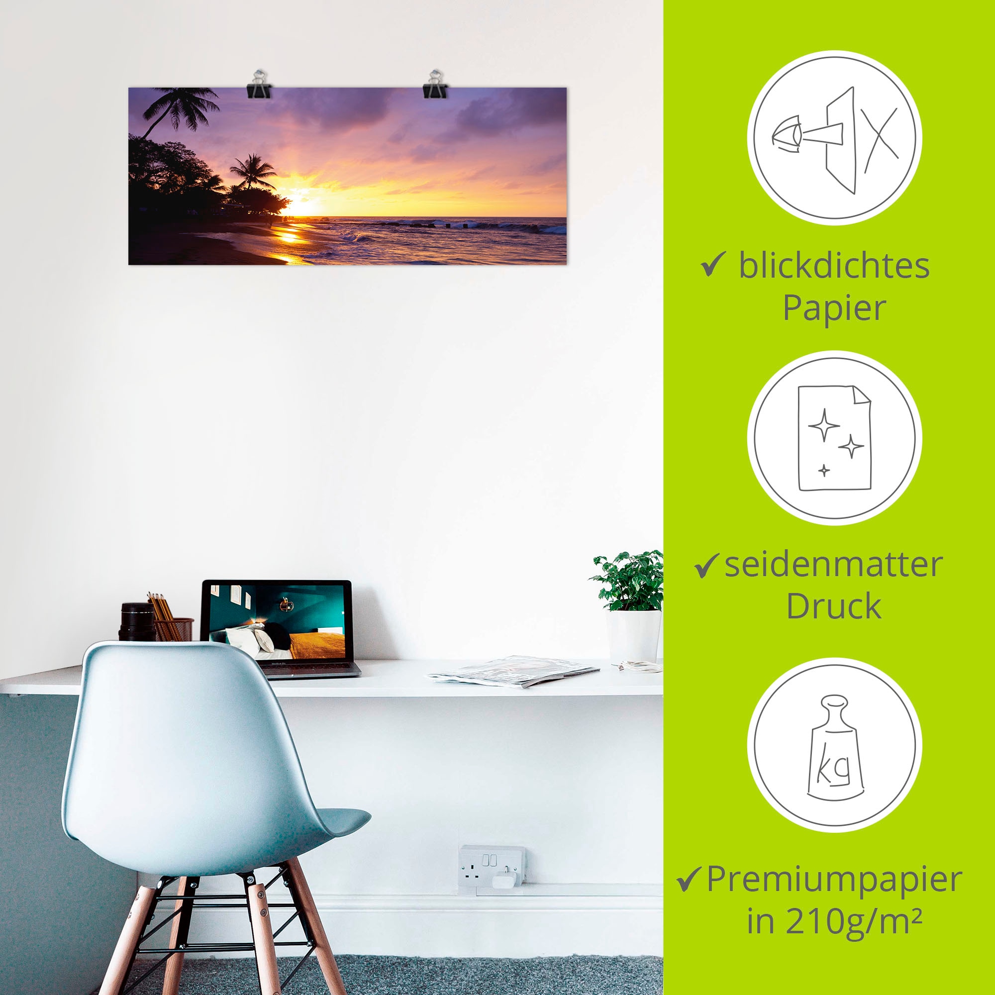 Artland Wandbild »Tropischer Strand« Sonnenaufgang & -untergang 1 Stk. tlg. als Alubild, Poster in verschied. Größen