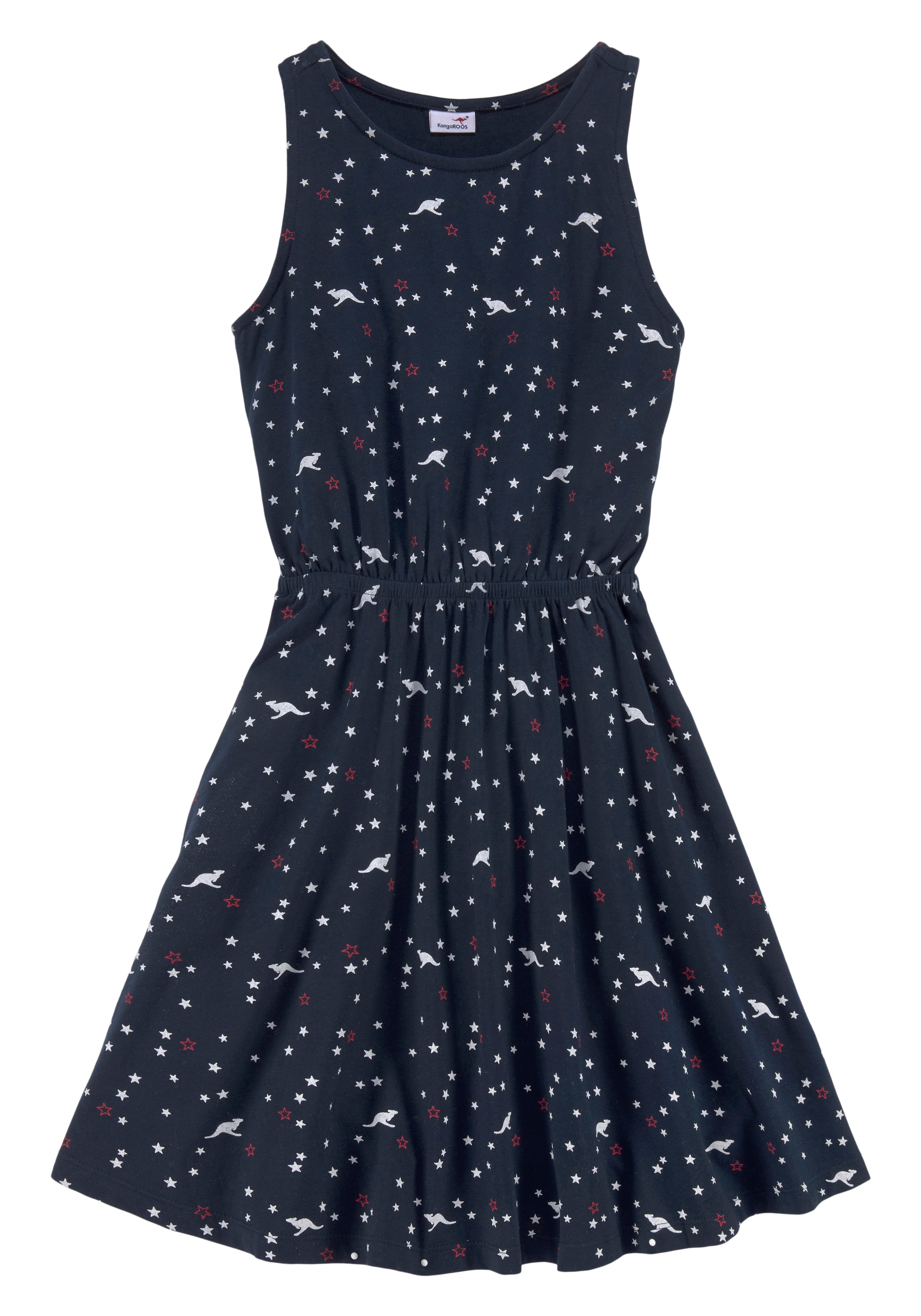 KangaROOS Jerseykleid », Skaterkleid in schönen Allover-Muster«, für Partys und Treffen mit Freunden, kniefrei, modisch