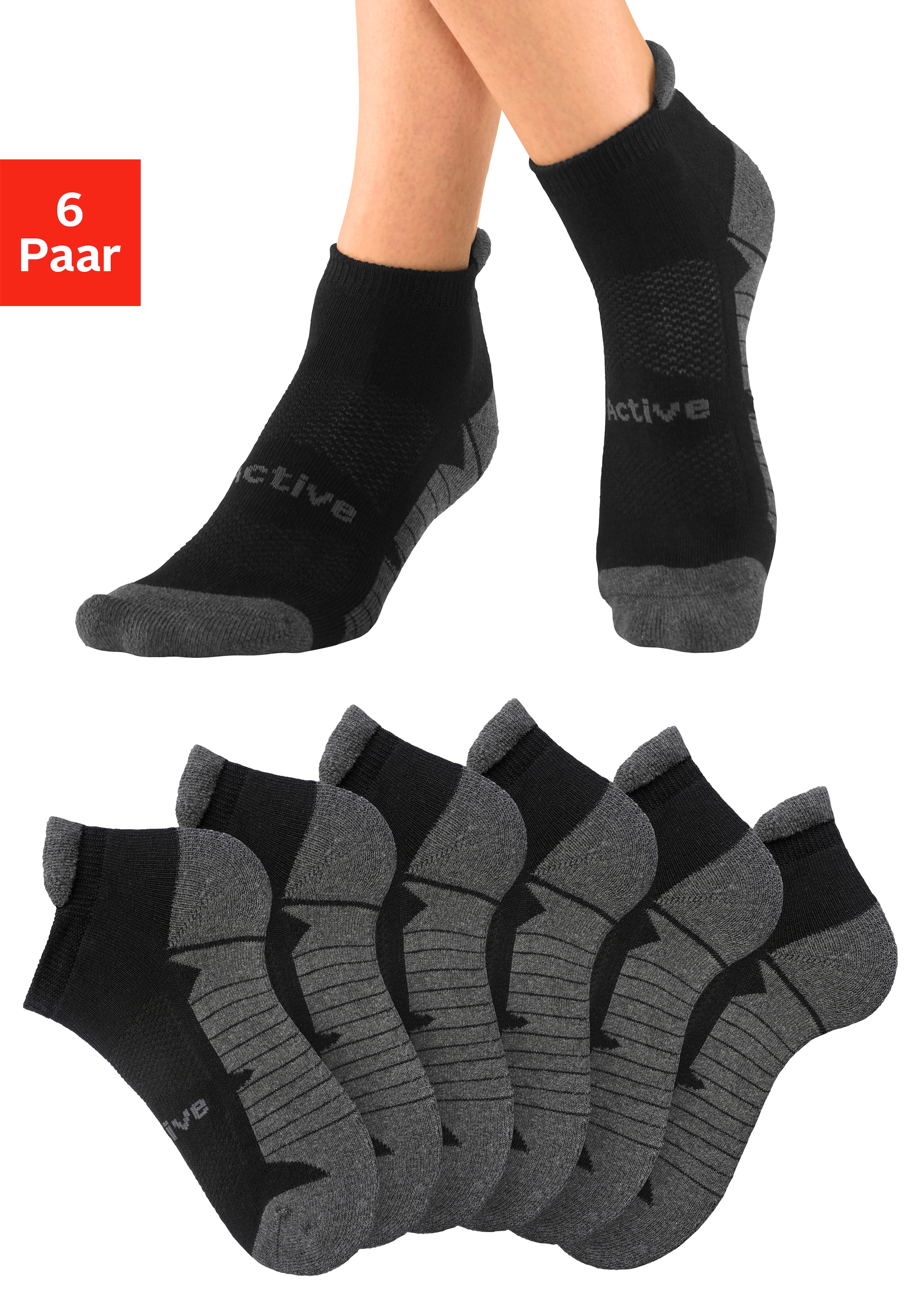 Sneakersocken, (Packung, 6 Paar), mit weicher Frotteesohle