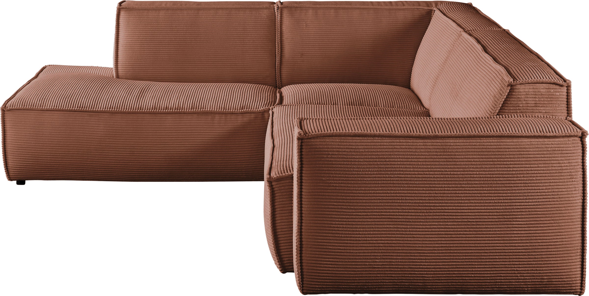 3C Candy Ecksofa »Matteo in elegant, kubischer Formensprache, bequem, L-Form« mit auffälliger Kedernaht, Cord-Bezug, Lounge-Charakter, OTTOs Choice