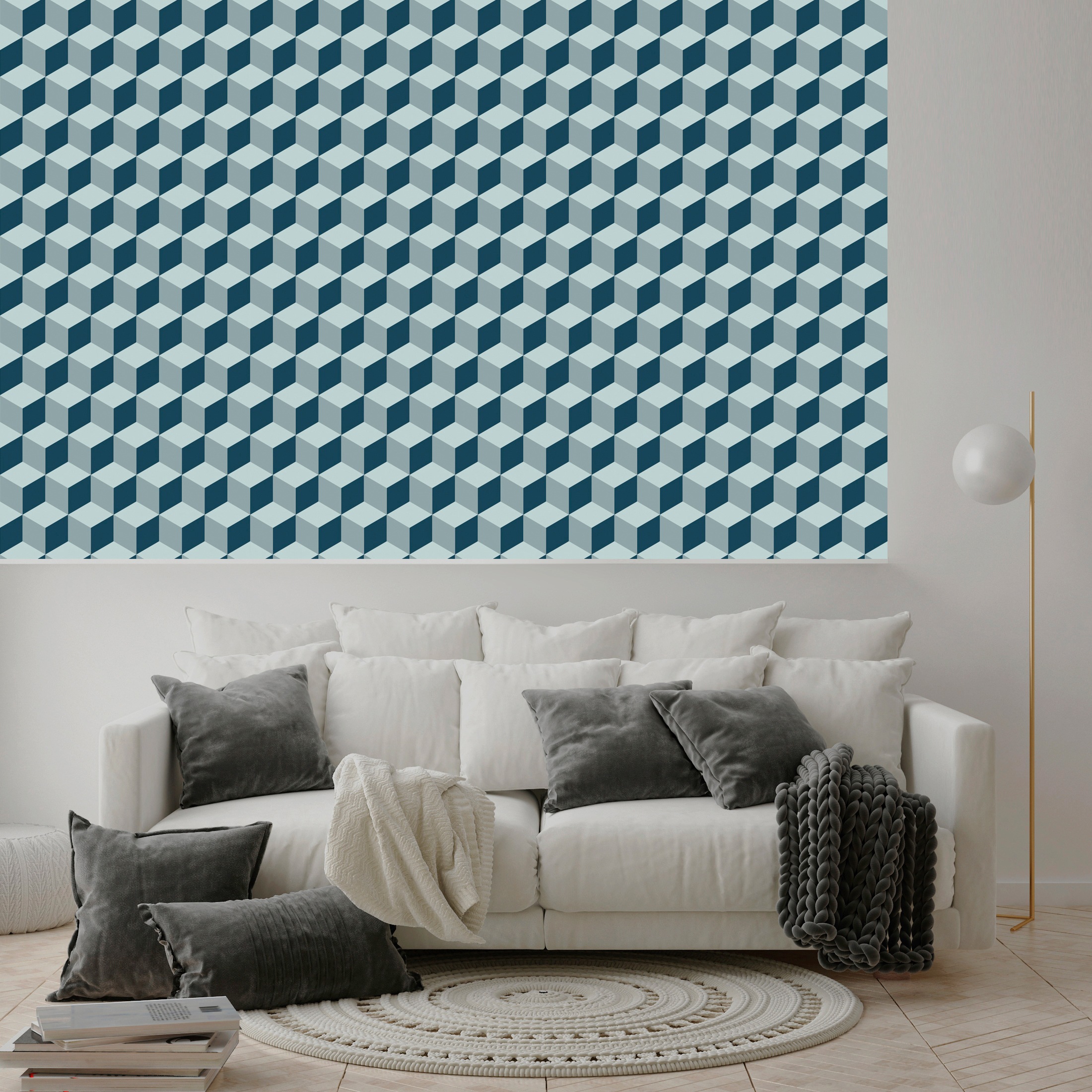 queence Vinyltapete »Mina«, gemustert-Farbverlauf-bedruckt-abstrakt, 90x250cm, selbstklebend, kinderleichte Anbringung, Sticker