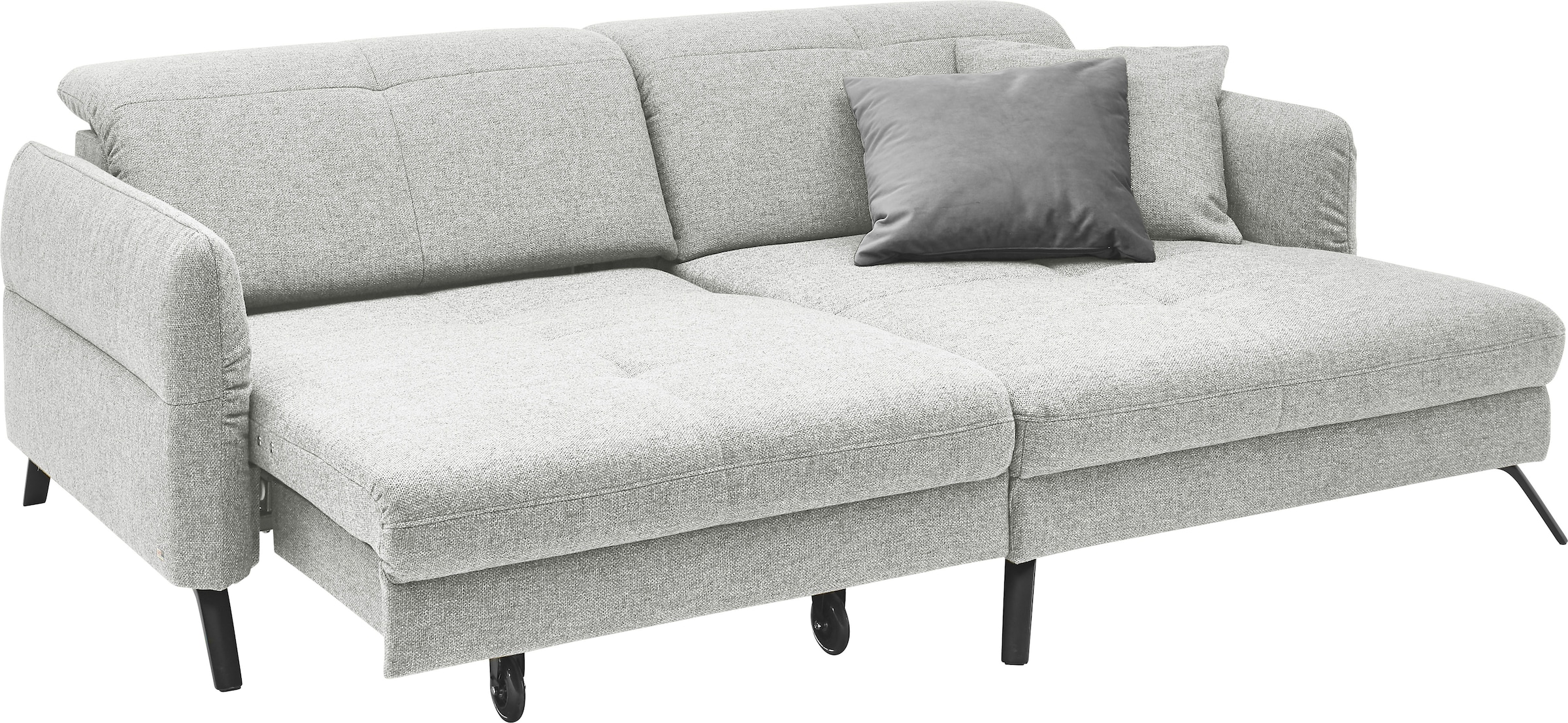 set one by Musterring Ecksofa »SO 4400 V« wahlweise mit motorischer Bettfunktion & Kopfverstellung, Fuß schwarz