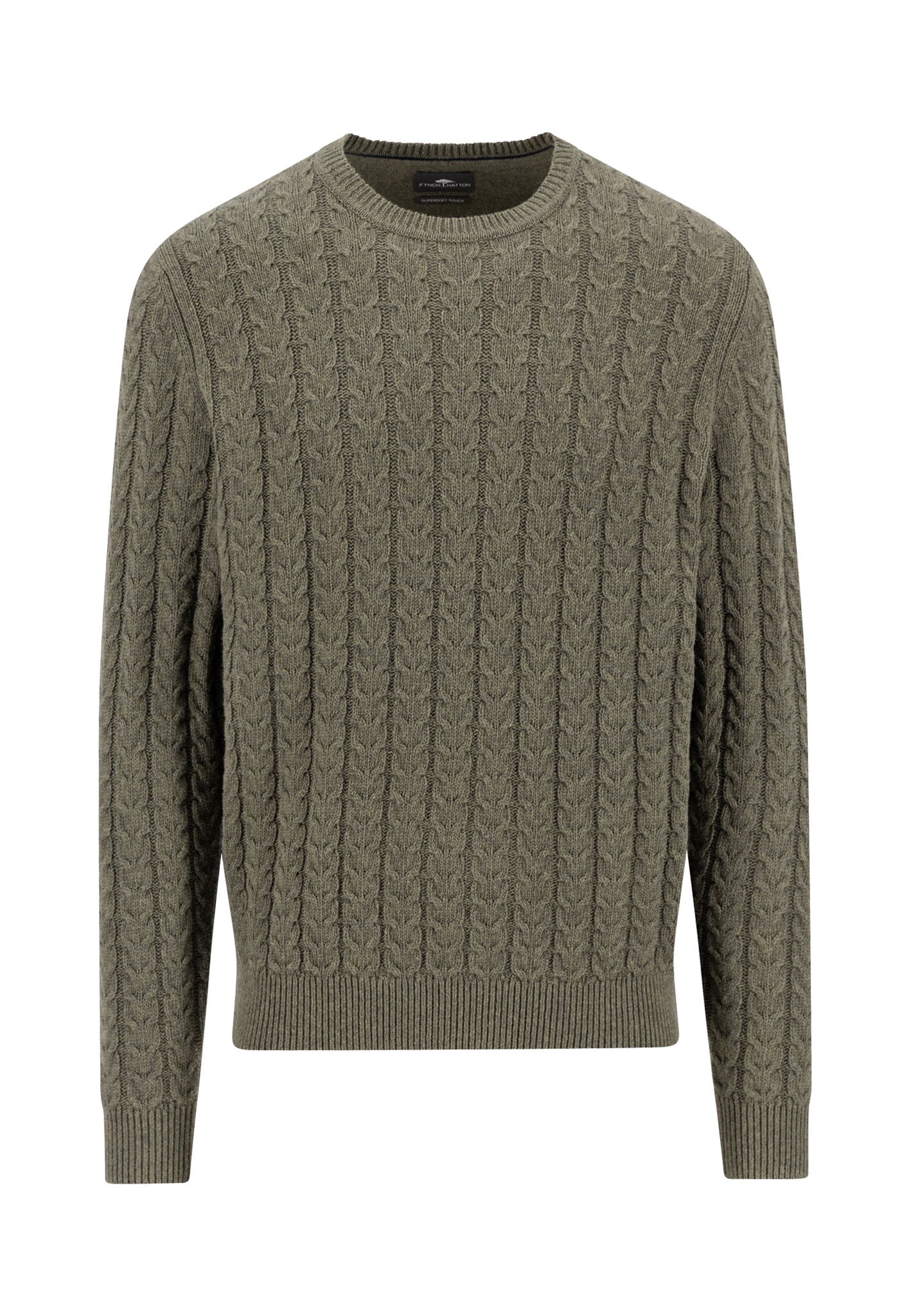 FYNCH-HATTON Strickpullover mit Zopfmuster und Wolle