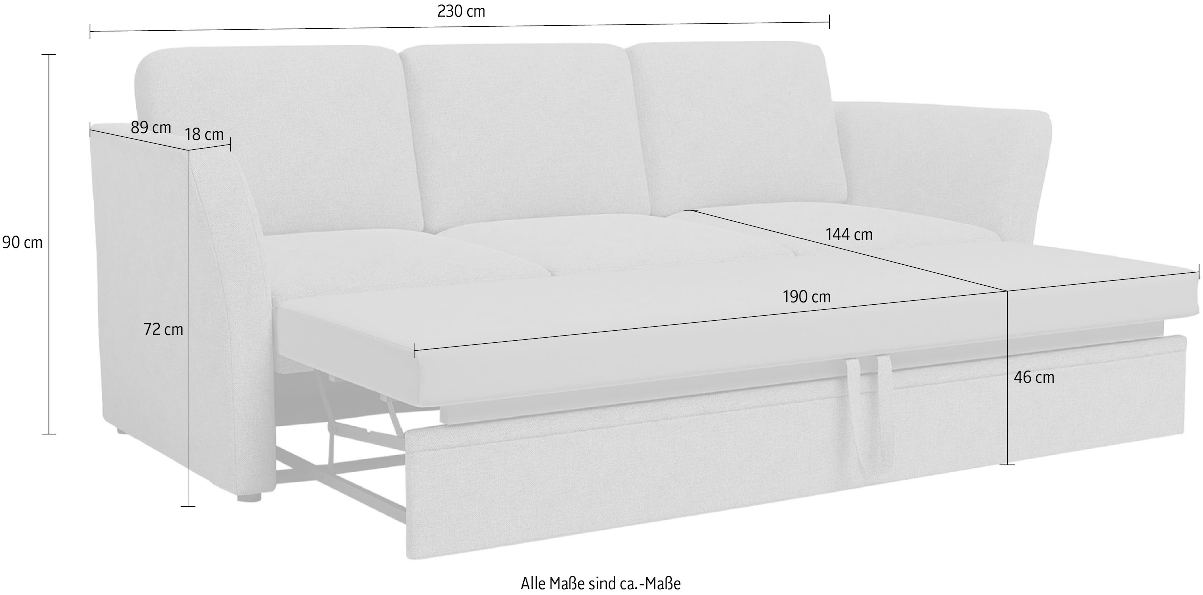 Home affaire 3-Sitzer »Lavars Schlafsofa«, mit Bettfunktion, in zwei verschiedenen Bezugsqualitäten