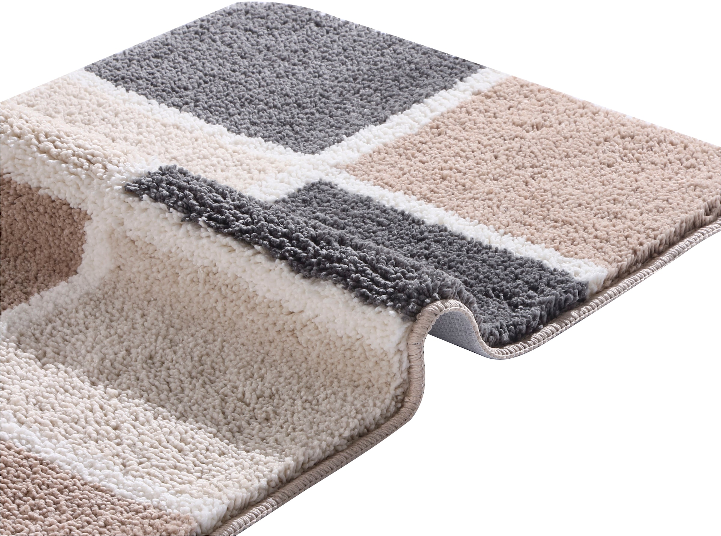 my home Badematte »Anna mit Kachelmuster, Badvorleger, Badezimmer Teppich, Duschvorleger«, rutschhemmend beschichtet, strapazierfähig, Badteppich, Hoch-Tief Effekt, Modern, Weich