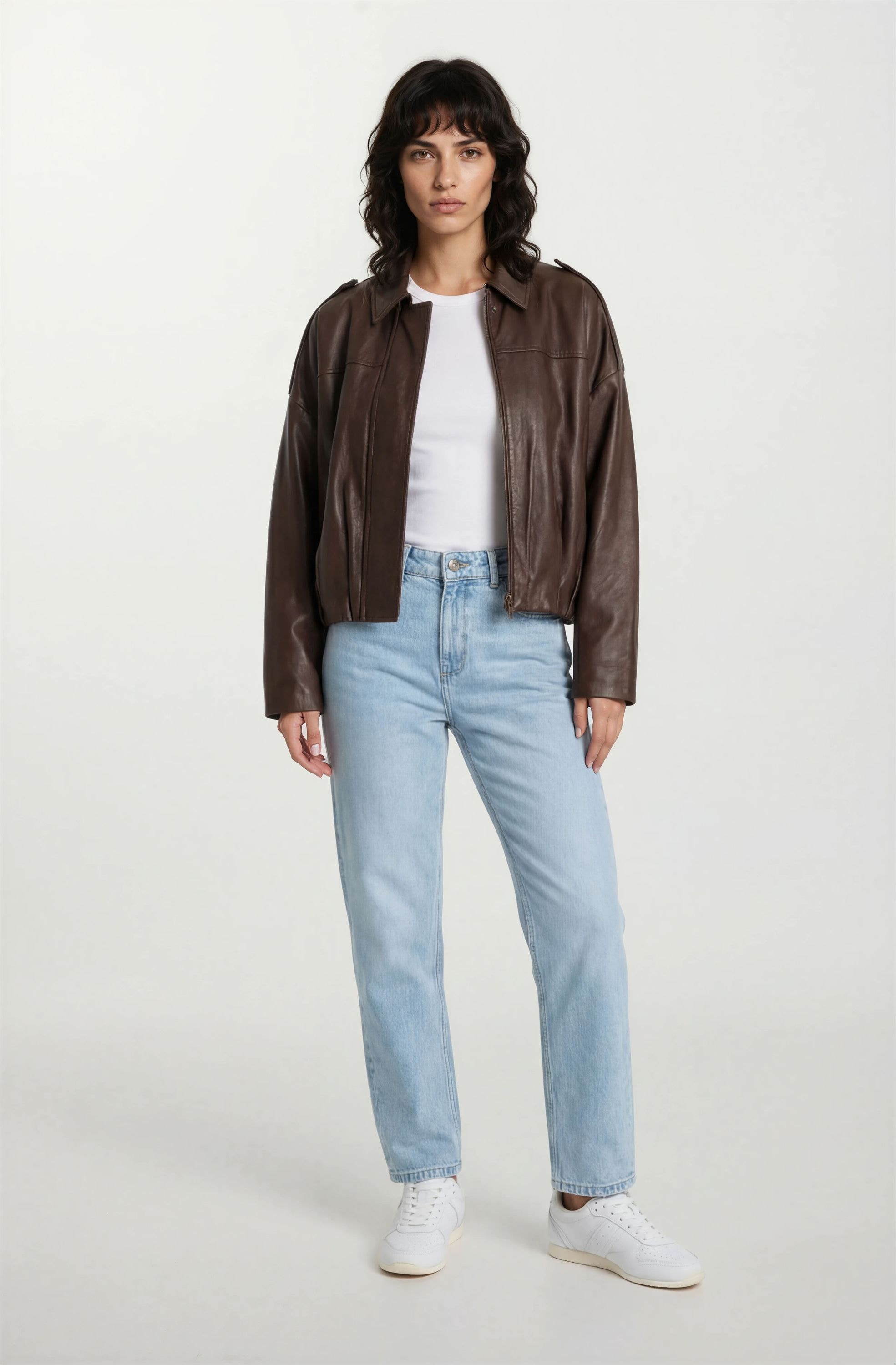 trueprodigy Lederjacke »Rivan braune Lederjacke mit klassischem Hemdkragen« ohne Kapuze