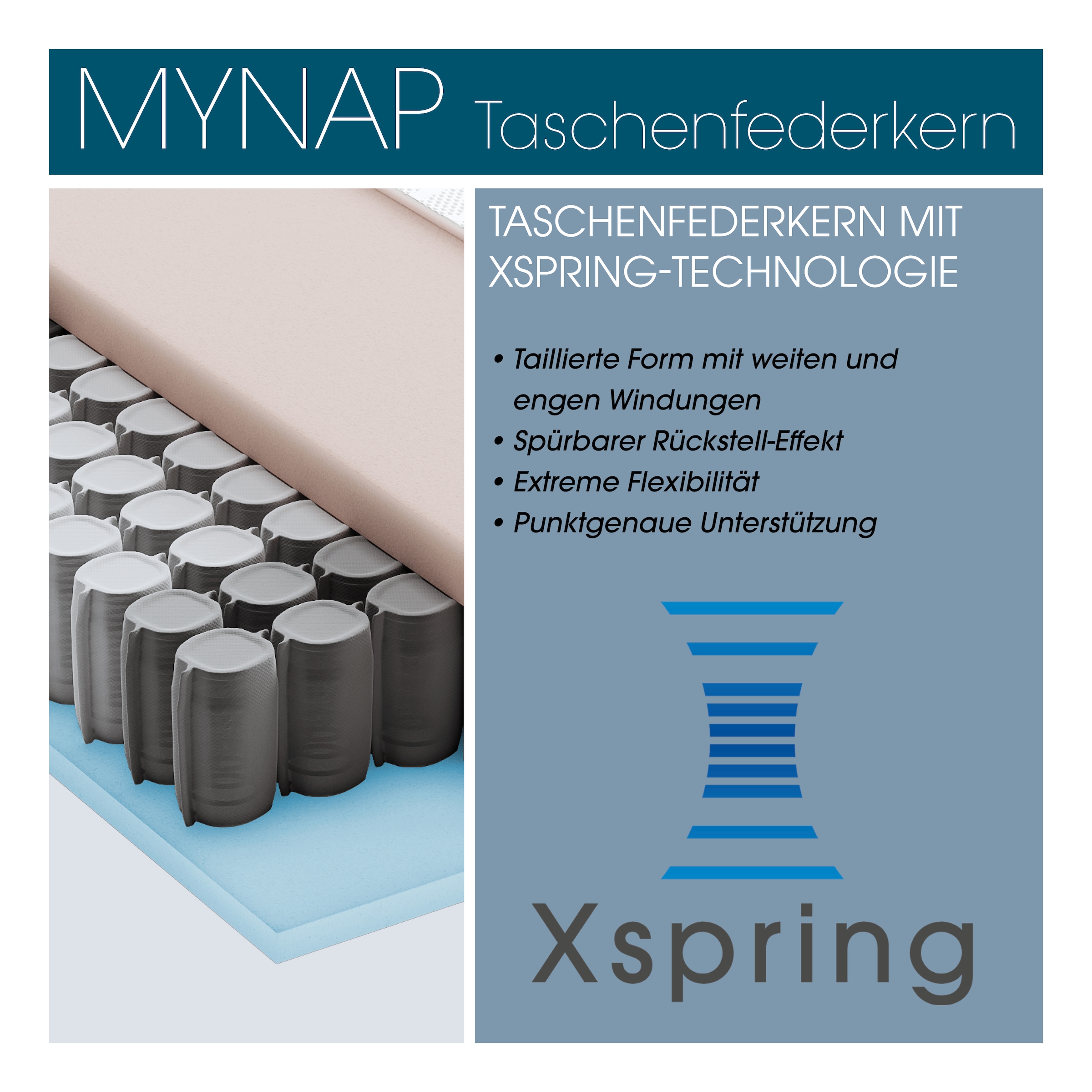 Schlaraffia Taschenfederkernmatratze »myNap Premium Matratze,Testsieger Stiftung Warentest 10/2023, Note 1,6« 19 cm hoch 500 Federn 1 Stk. tlg. Härtegrad 3, in 90x200 und weiteren Größen erhältlich!