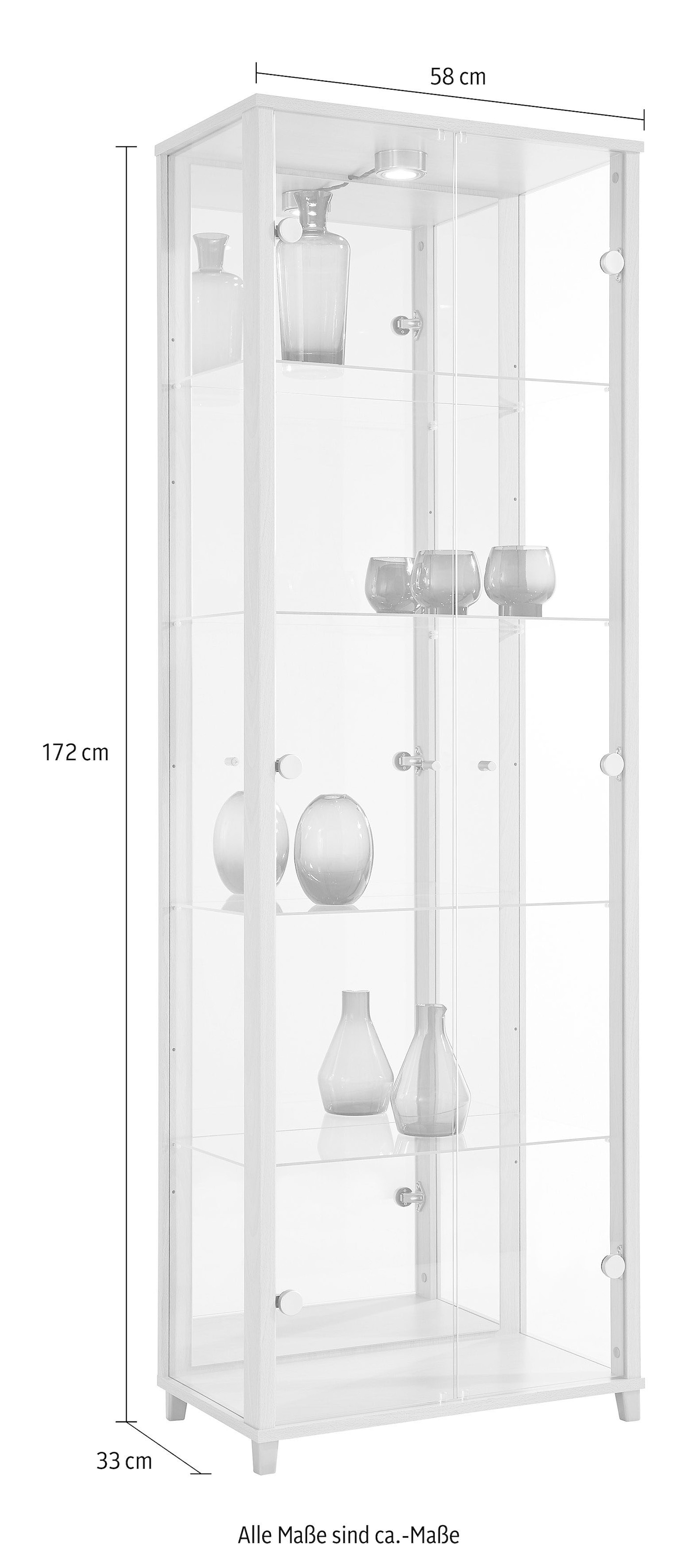 fif möbel Vitrine »OPTIMA« Standvitrine, Vitrinenschrank, Glasvitrine, Sammlervitrine, LED