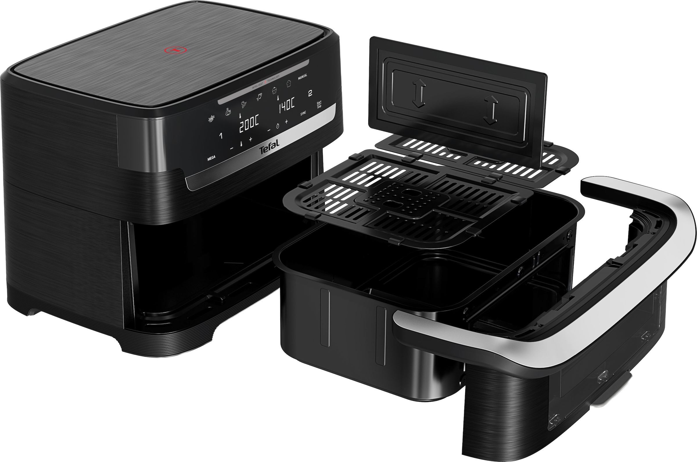 Tefal Heißluftfritteuse »Ever Fry Dual Flex« Infra Heat-Technologie, frittieren mit 2 Zonen, abnehmbare Frontblende