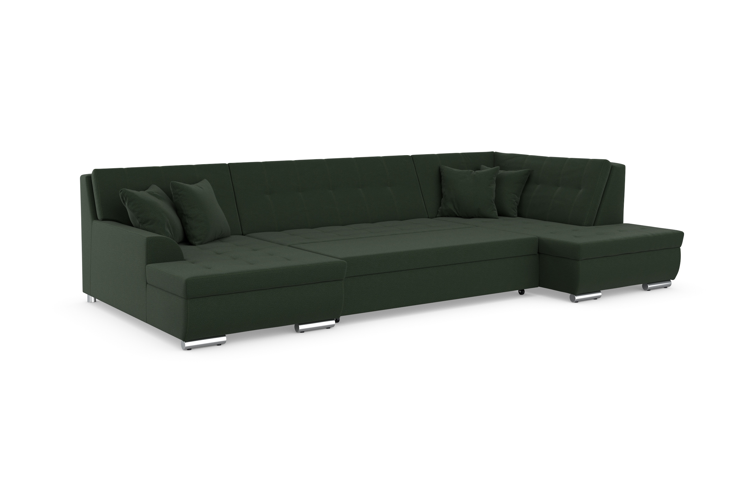 DOMO collection Wohnlandschaft »Treviso incl. Zierkissen, moderne Steppung, XXL: B/T/H: 364/201/83 cm«, wahlweise mit Bettfunktion, in vielen Bezugsarten auch in Cord U-Form