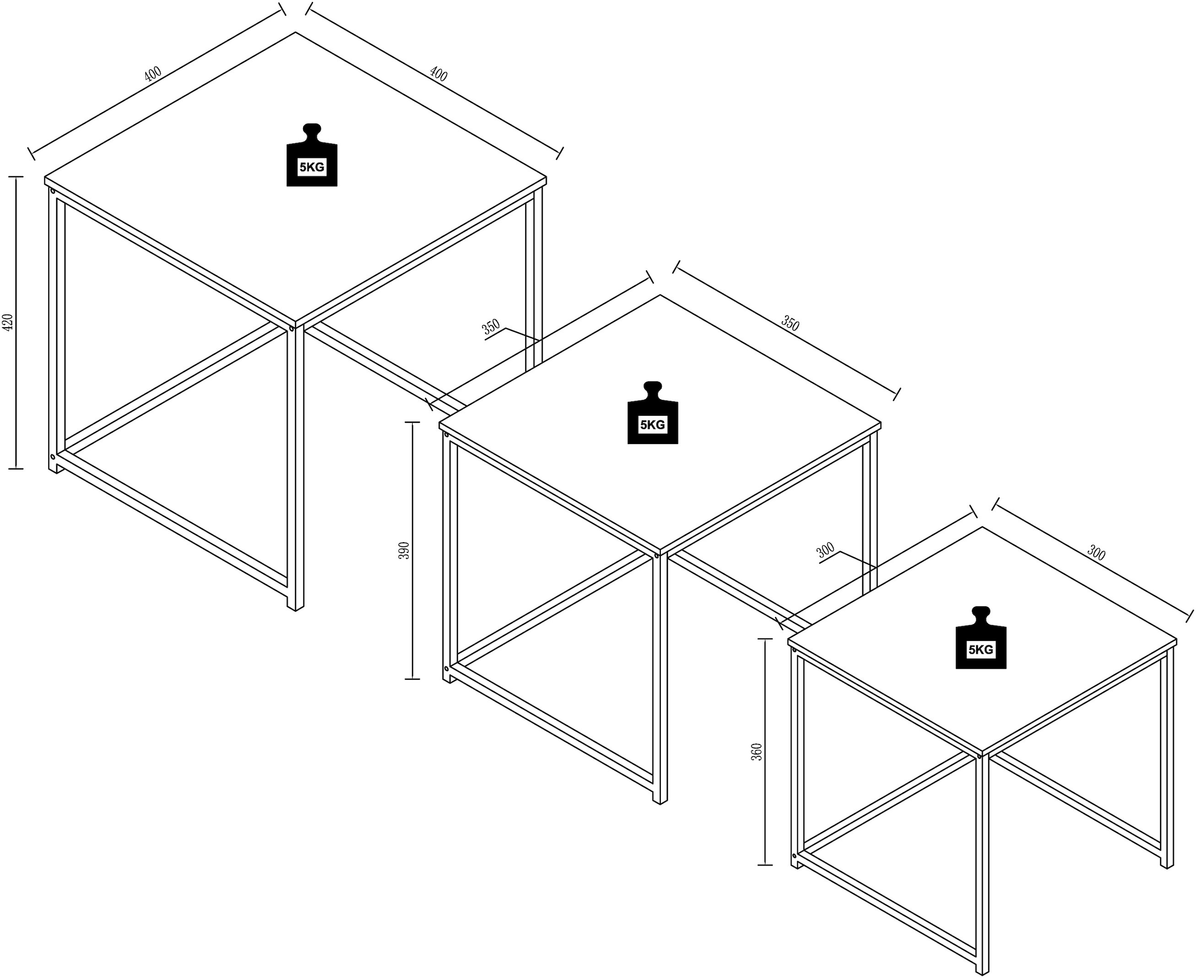 VCM Beistelltisch »3-tlg. Set Beistelltisch Couchtisch Sofatisch«