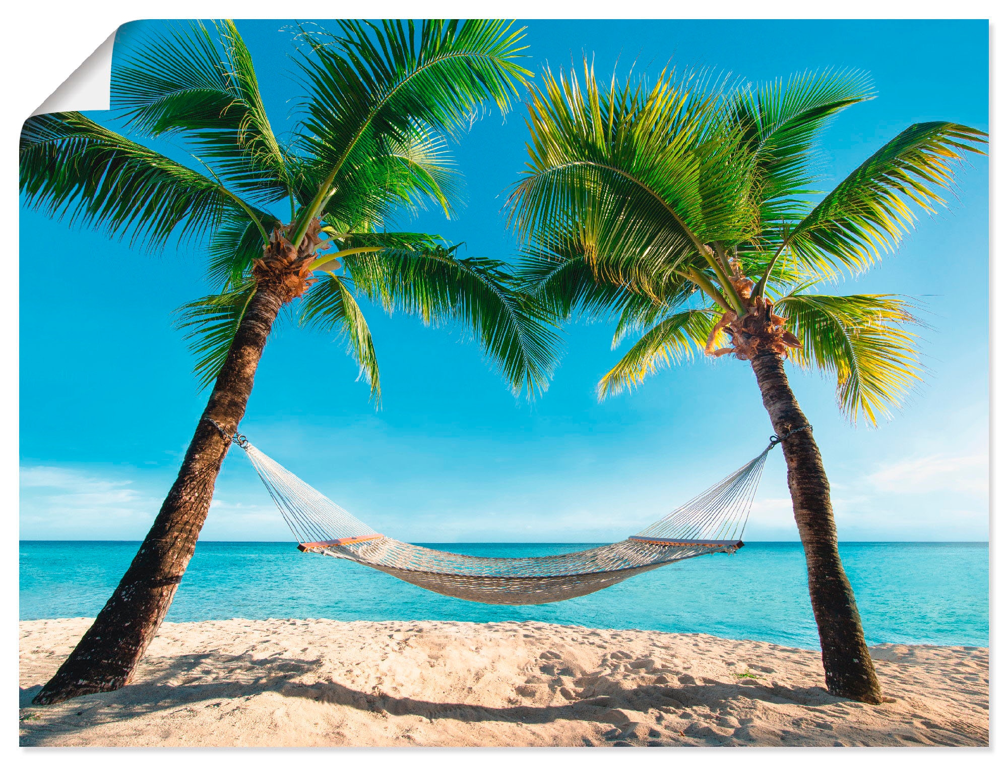 Artland Wandbild »Palmenstrand Karibik mit Hängematte«, Amerika, (1 St.),  als Alubild, Leinwandbild, Wandaufkleber oder Poster in versch. Größen auf  Rechnung kaufen