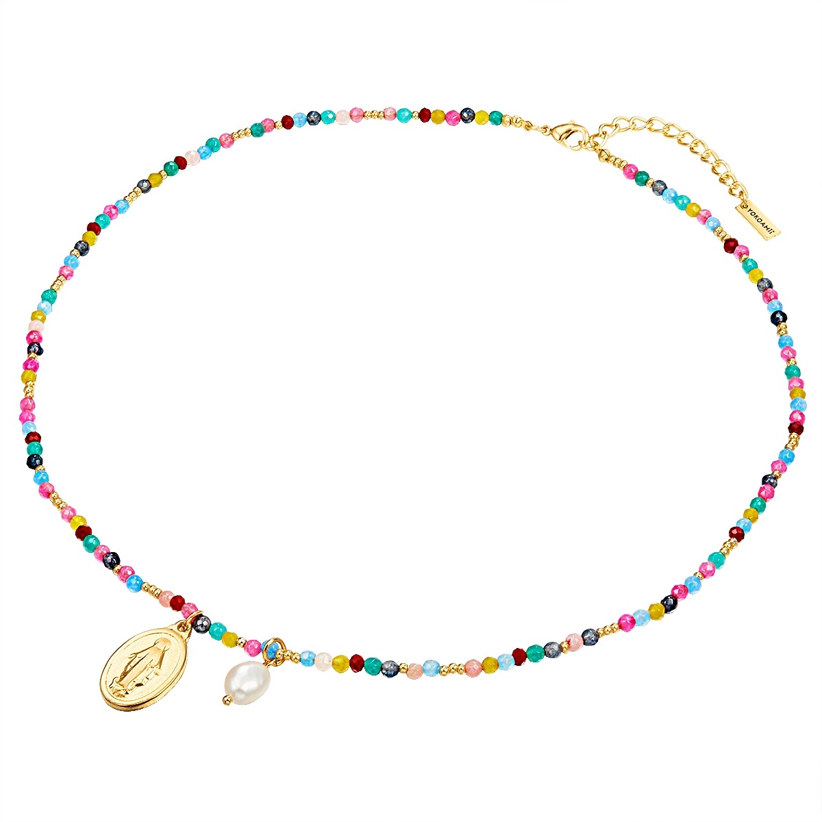 Yokoamii Perlenkette »Y57« Kette mit Anhänger gelbgold Süßwasser-Zuchtperle weiß