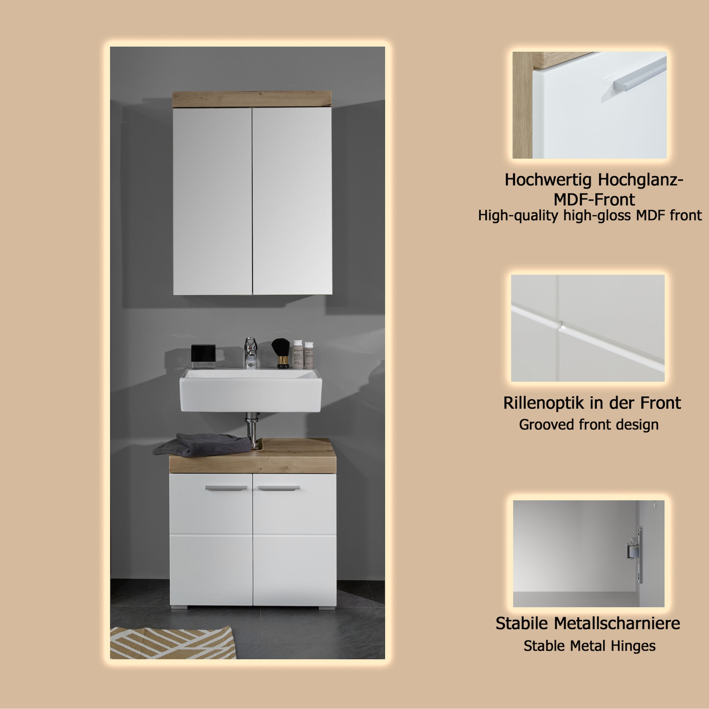 welltime Badmöbel-Set »Avena« Set, 2 Stk. tlg.