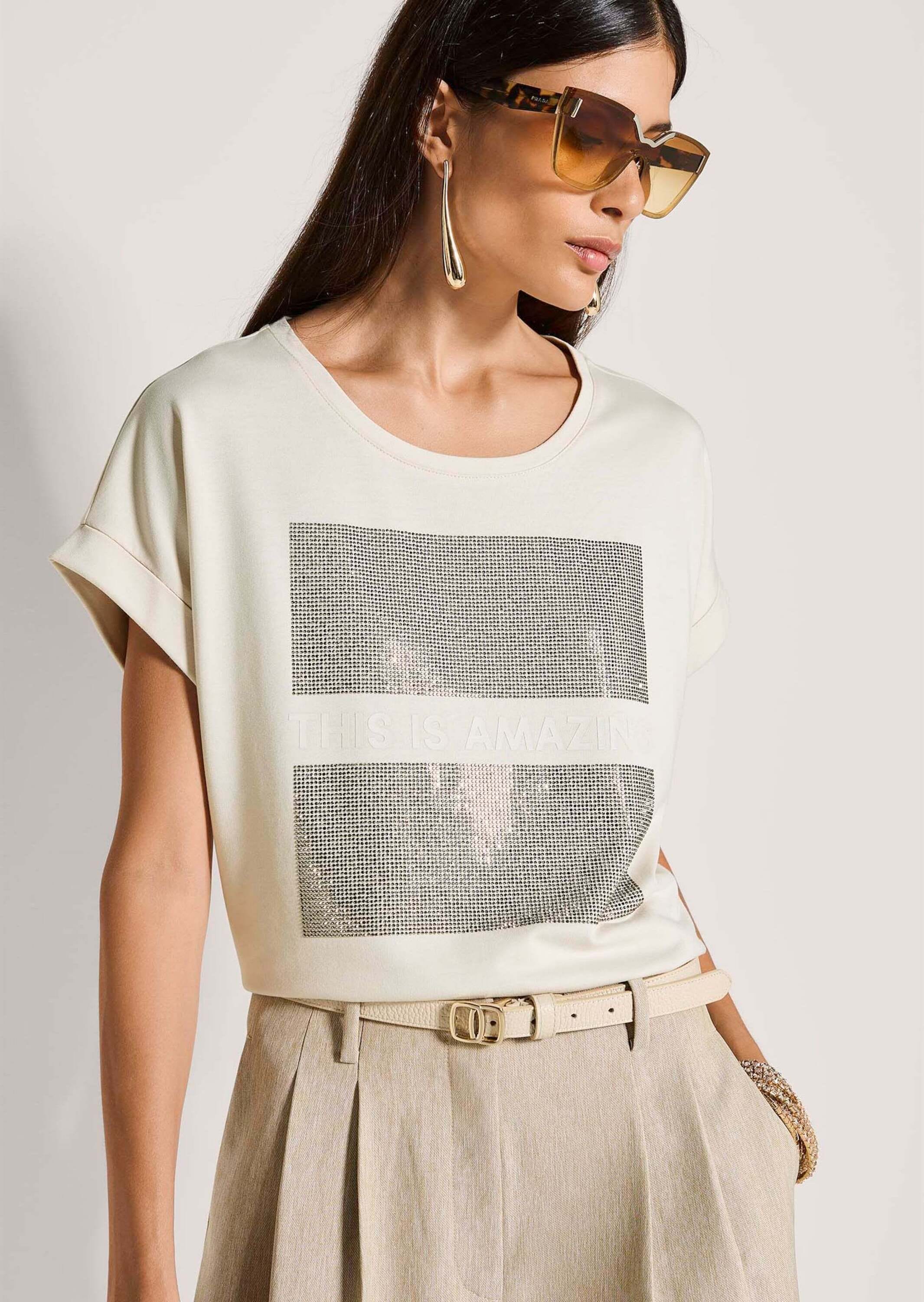 MADELEINE Kurzarmshirt »Shirt Oversized Shirt mit Print, Kurzarm« Motiv mit Strasssteinen