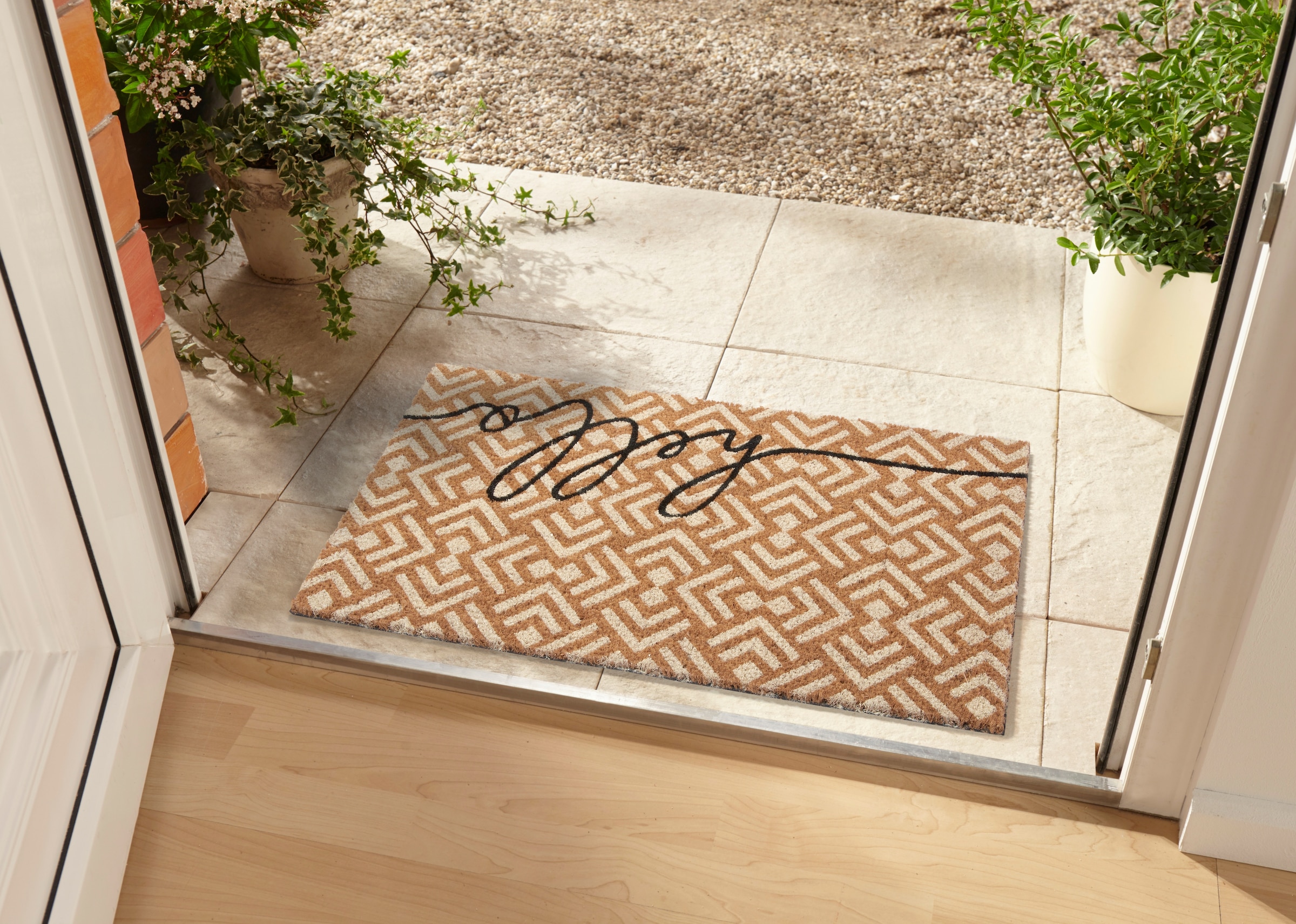 HANSE Home Fußmatte »Mix Mats Kokos Hello Geometric, Türmatte«, rechteckig, 15 mm Höhe, Kokos, Schmutzfangmatte, Outdoor, Rutschfest, Innen, Kokosmatte, Flur