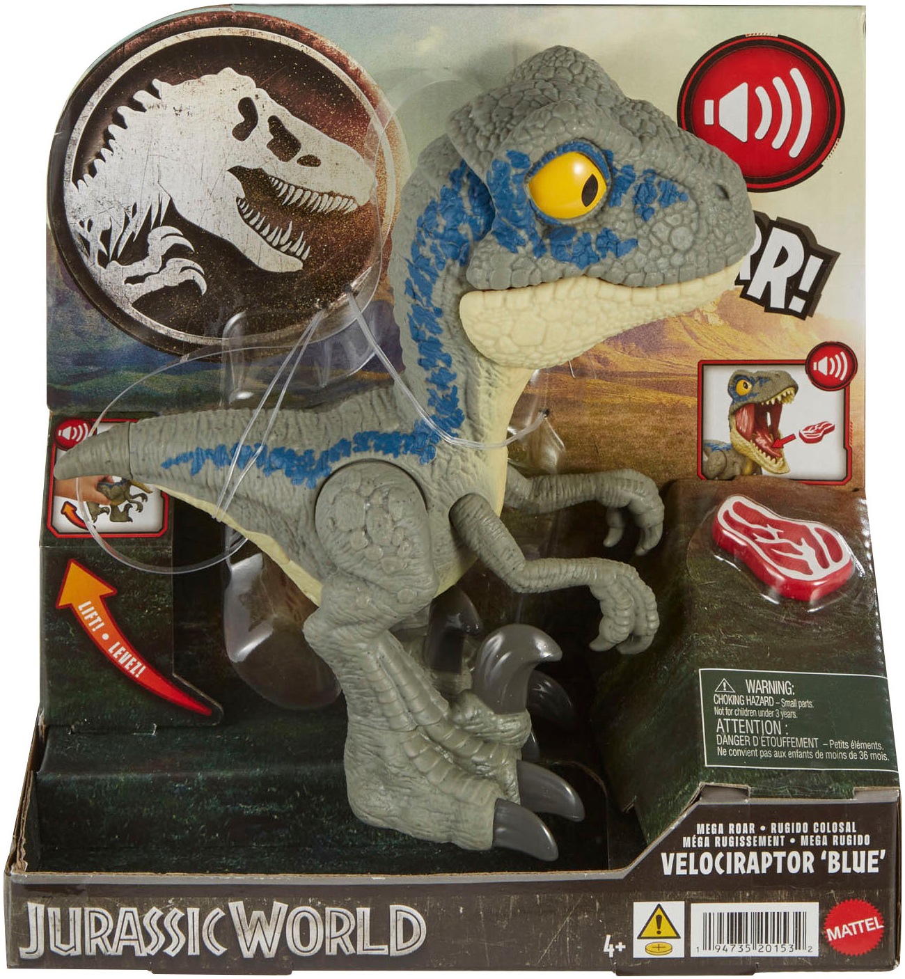 Mattel® Actionfigur »Jurassic World, Mega Roar Velociraptor, Blue«, mit Brüllaction