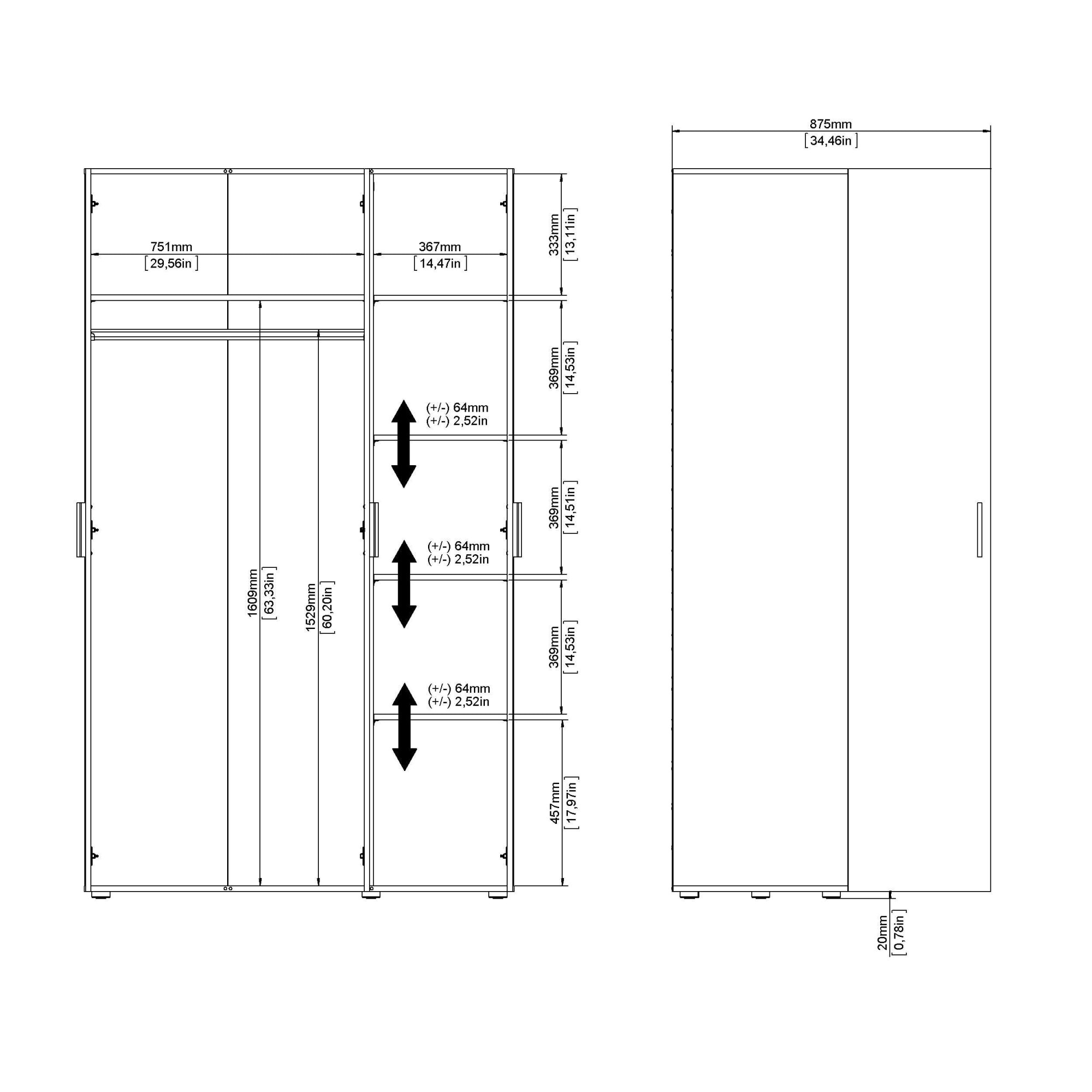 INOSIGN Kleiderschrank »Pepe Drehtürenschrank, Stauraum«, Breite 79 oder 118 cn, Höhe 200,9 cm