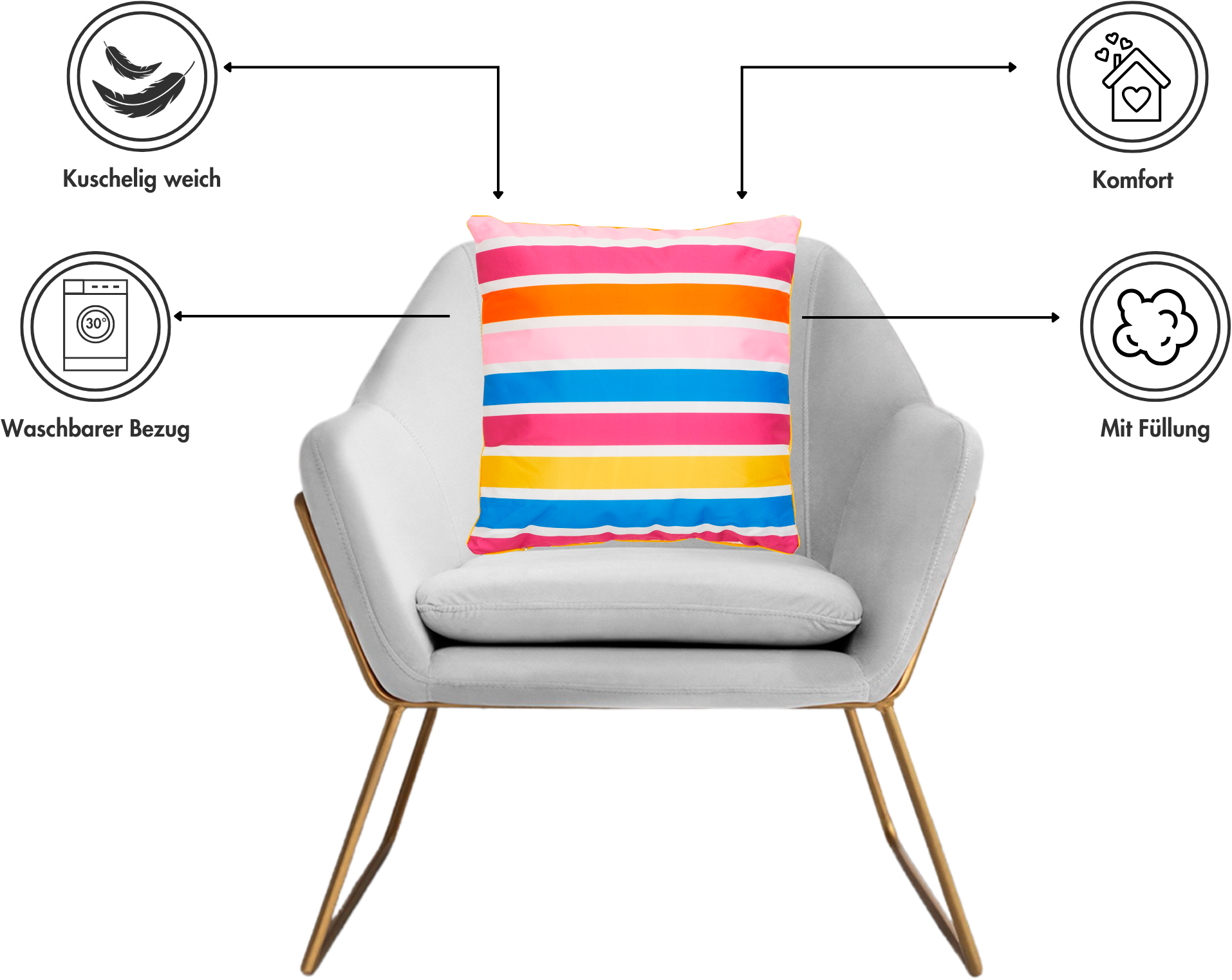 Andiamo Dekokissen »Helia, Kissenhülle mit Füllung« Sofakissen, modernes Design, eckig, 40x40, Outdoor geeignet