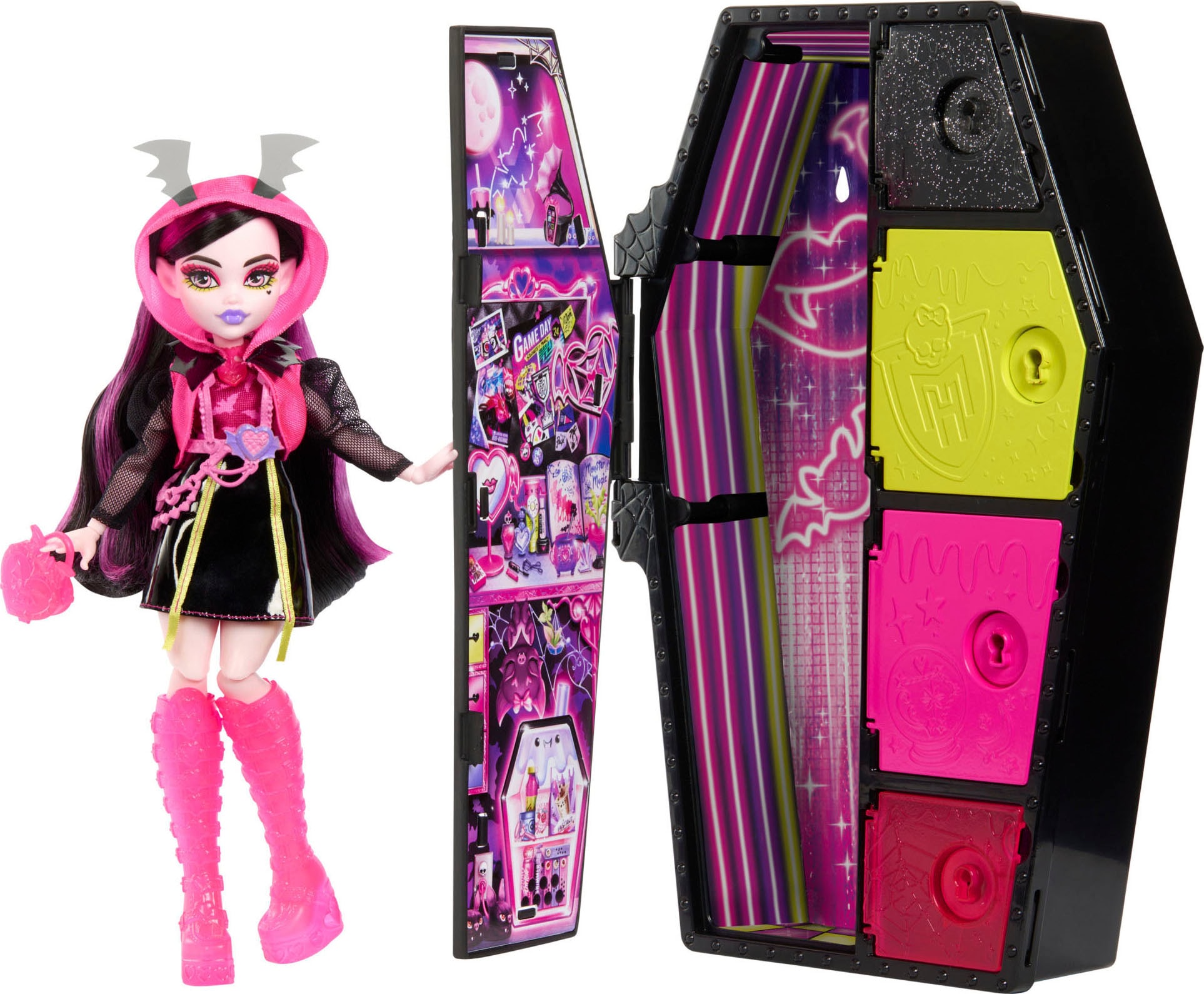 Mattel® Anziehpuppe »Monster High, Skulltimate Secrets: Neon Frights, Draculaura«