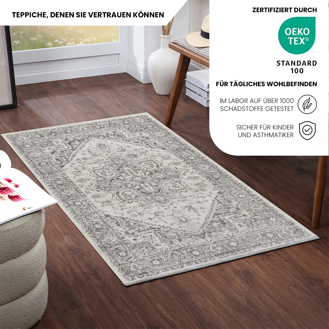 Livabliss Teppich »MENDOZA« rechteckig 8 mm Höhe Vintage Orientteppich, Kurzflor Boho Wohnzimmerteppich, Läufer