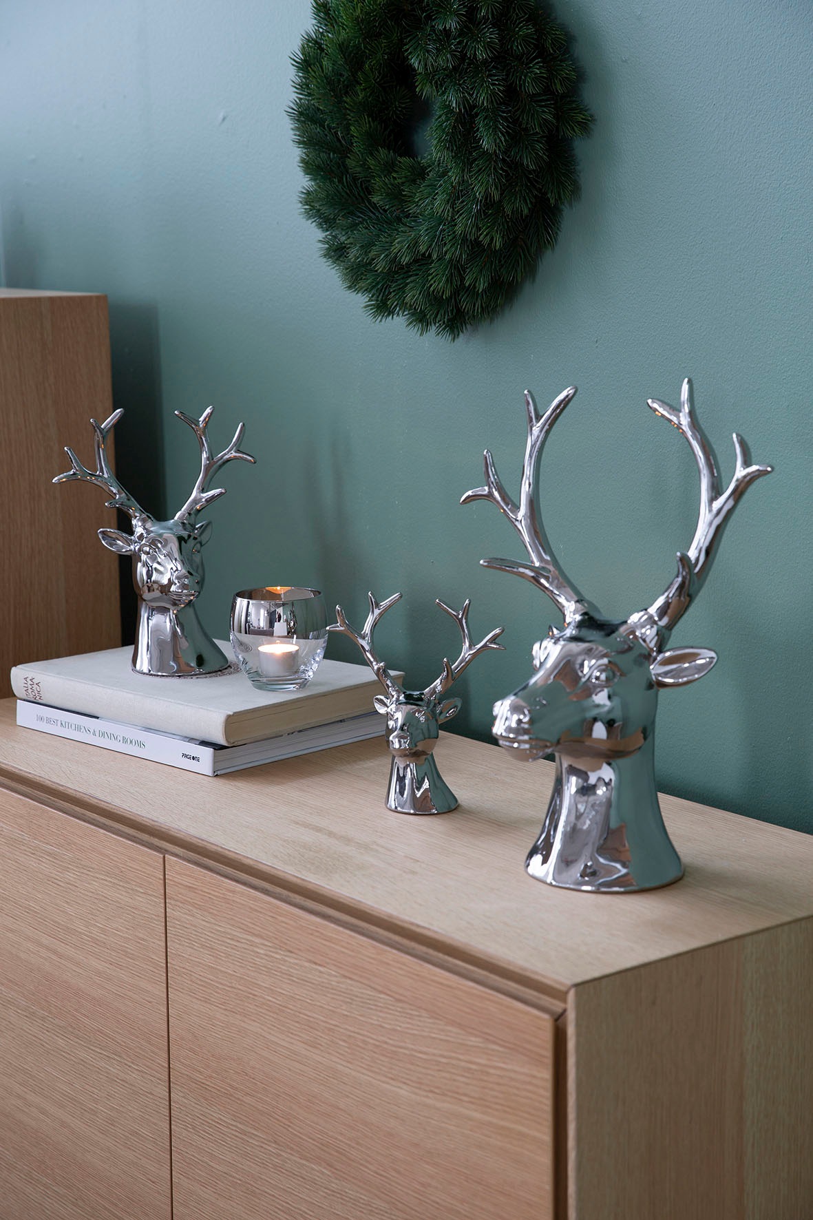 Fink 25 Weihnachtsdeko kaufen Weihnachtsfigur cm aus Keramik, UNIVERSAL »Hirschkopf, REMO«, Höhe | Tierfigur, ca.