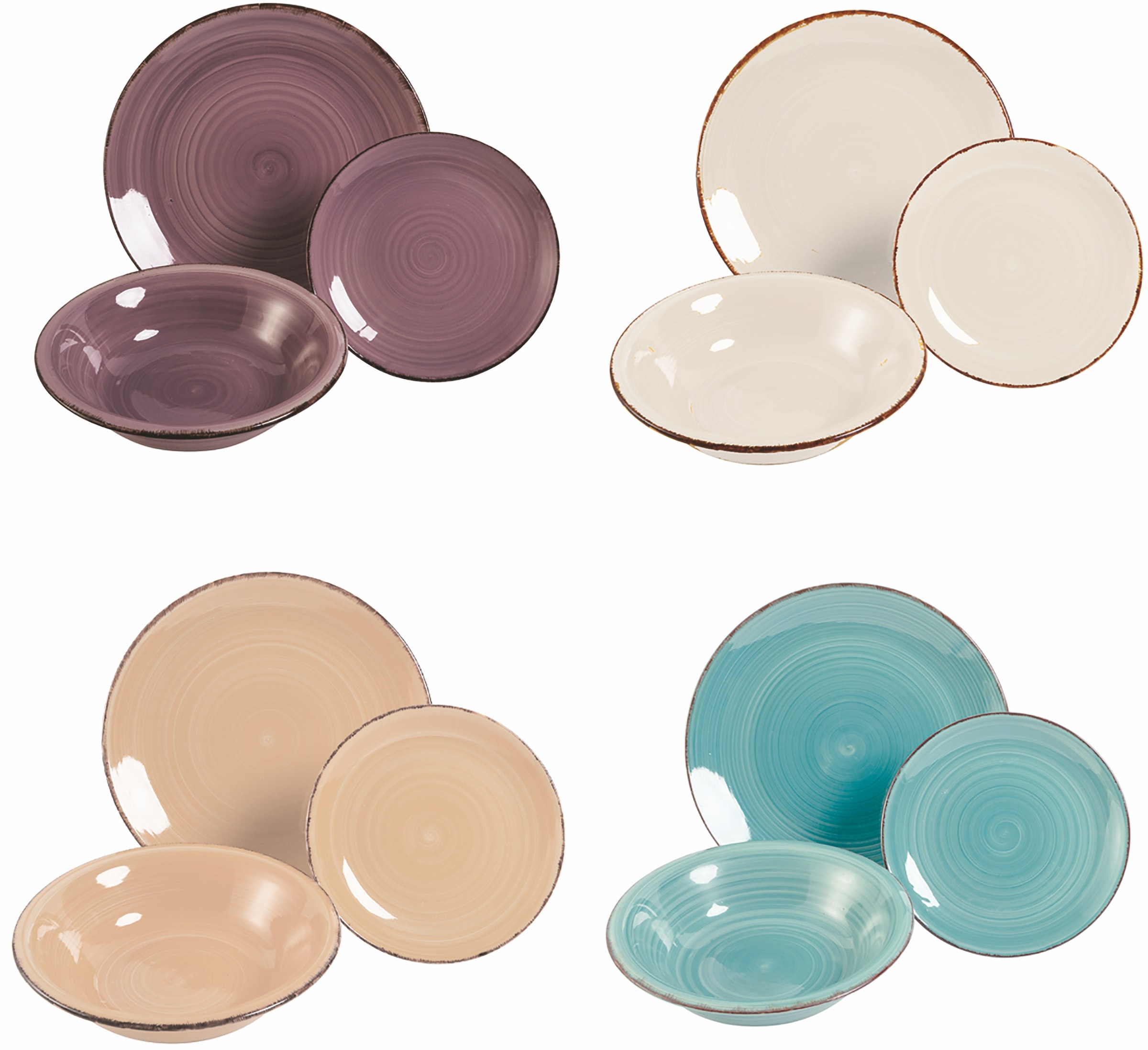 Villa d'Este Teller-Set »Geschirr-Set Baita Acquerello«, (Set, 12 tlg.), Service, Tafelservice