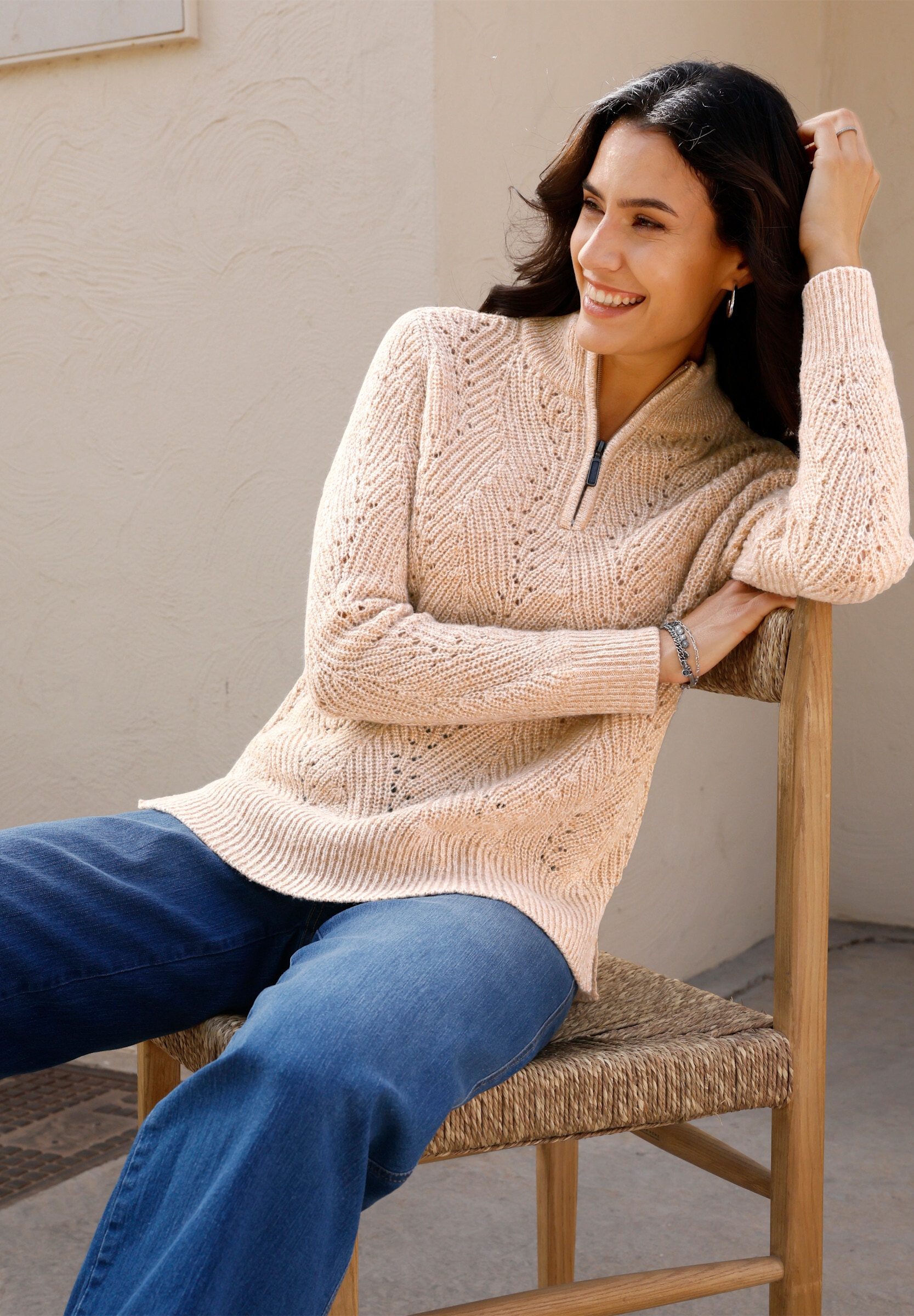Witt Longpullover »Troyer Troyer mit Ajourstrick«