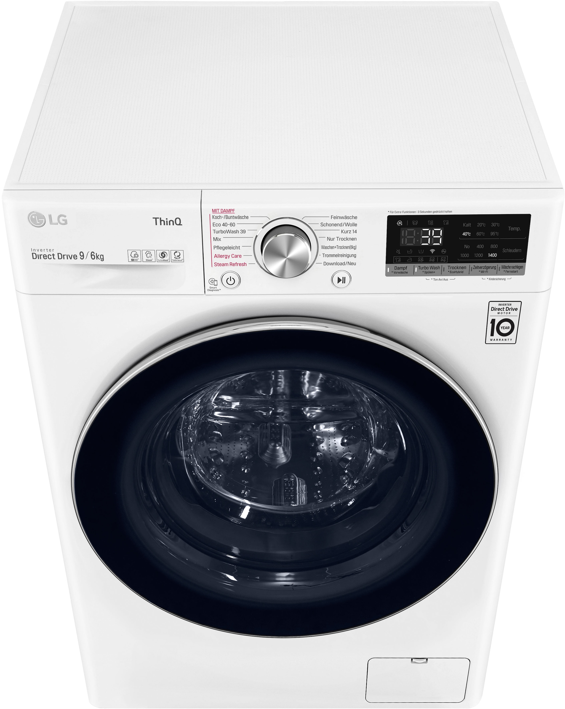 Waschtrockner mit LG Waschen XXL »V7WD96H1A«, in 3 TurboWash® - nur Minuten Garantie 39 Jahren