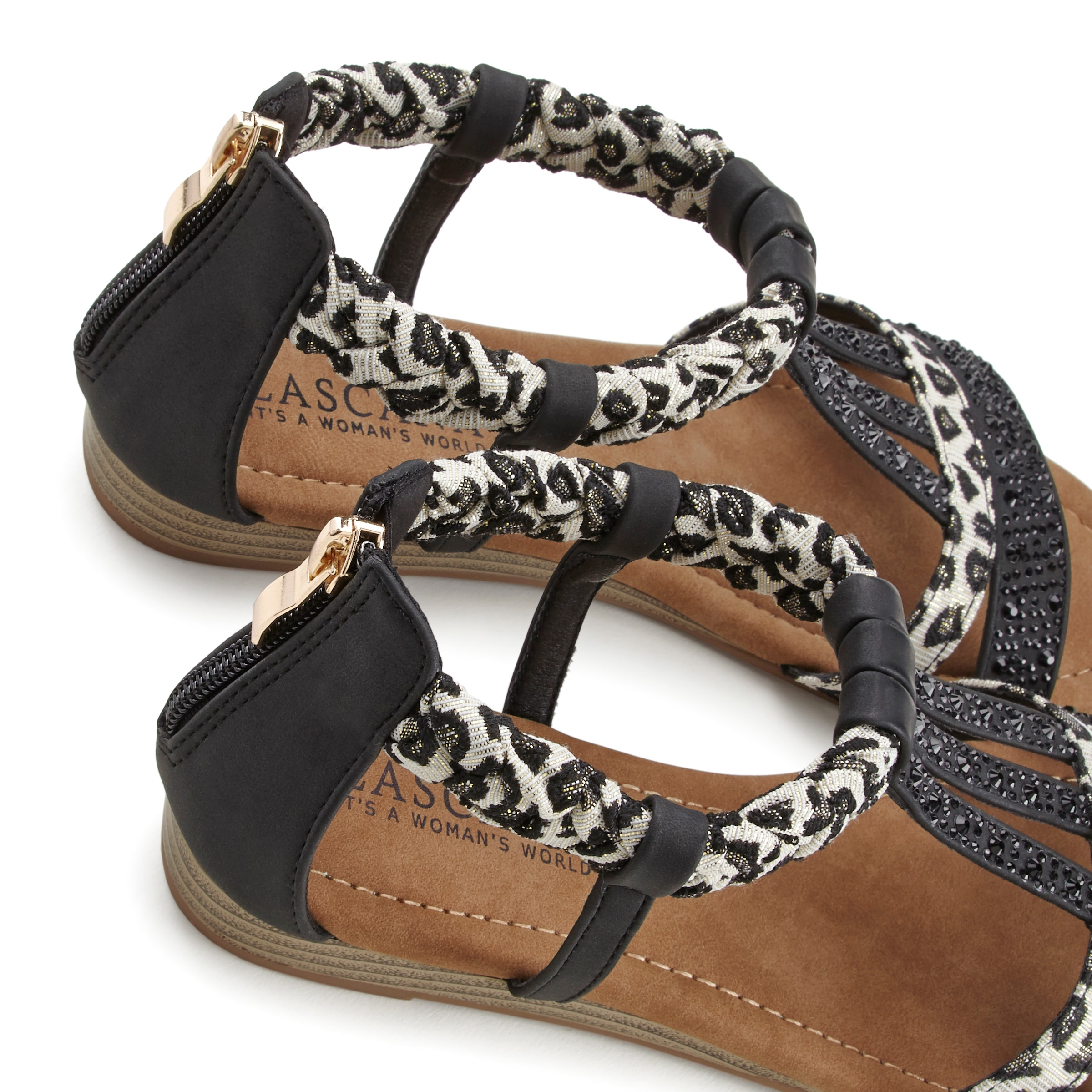 LASCANA Sandale, Sandalette, Sommerschuh mit Verzierung und kleinem Keilabsatz VEGAN