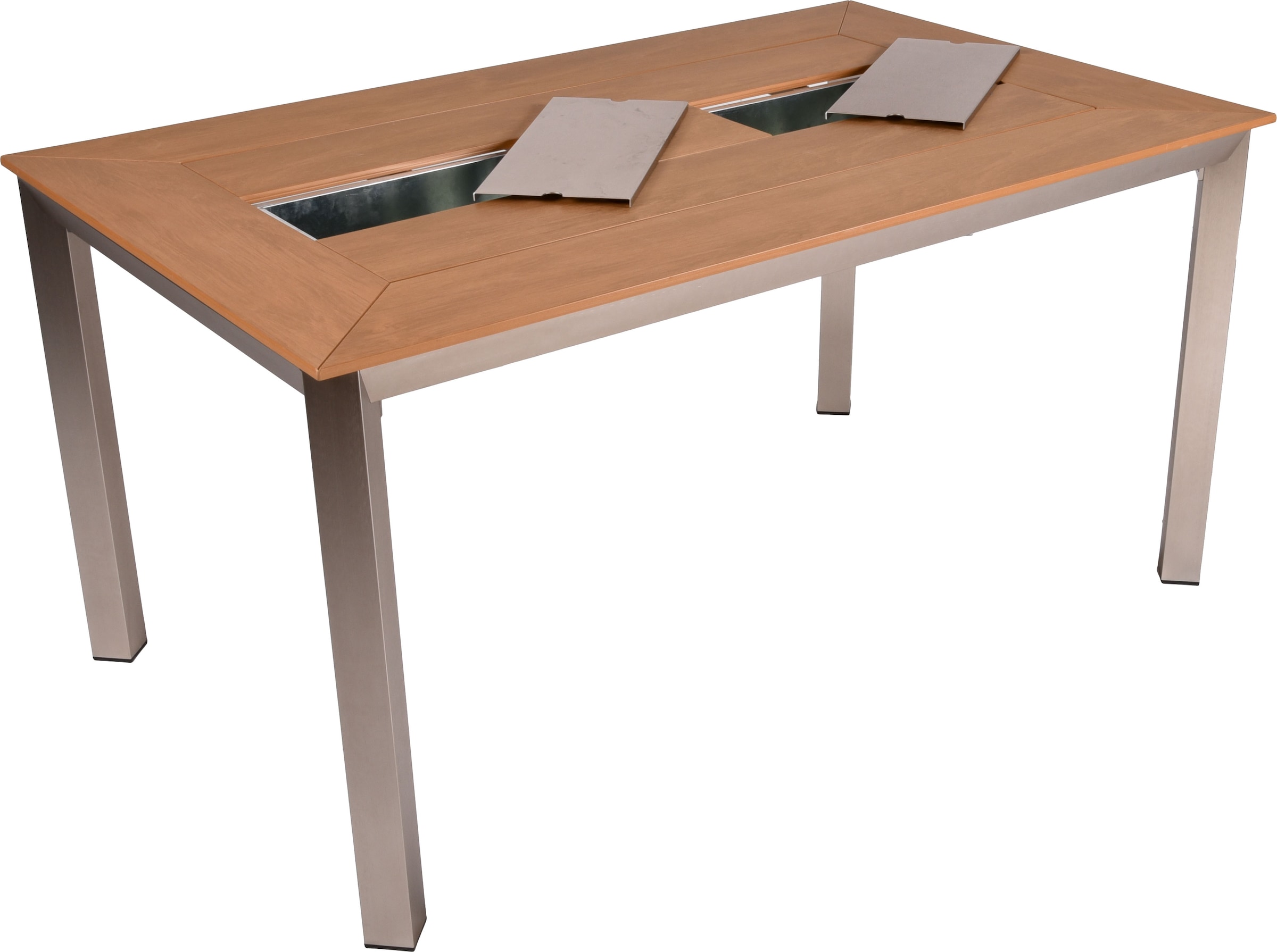 Garden Pleasure Garten-Essgruppe », Tischgruppe »FLORENCE«« Set, 5 Stk. tlg. 4 Stühle (stapelbar), Tisch LxB: 90x75 cm, mit 2 Eisbehälter im Tisch