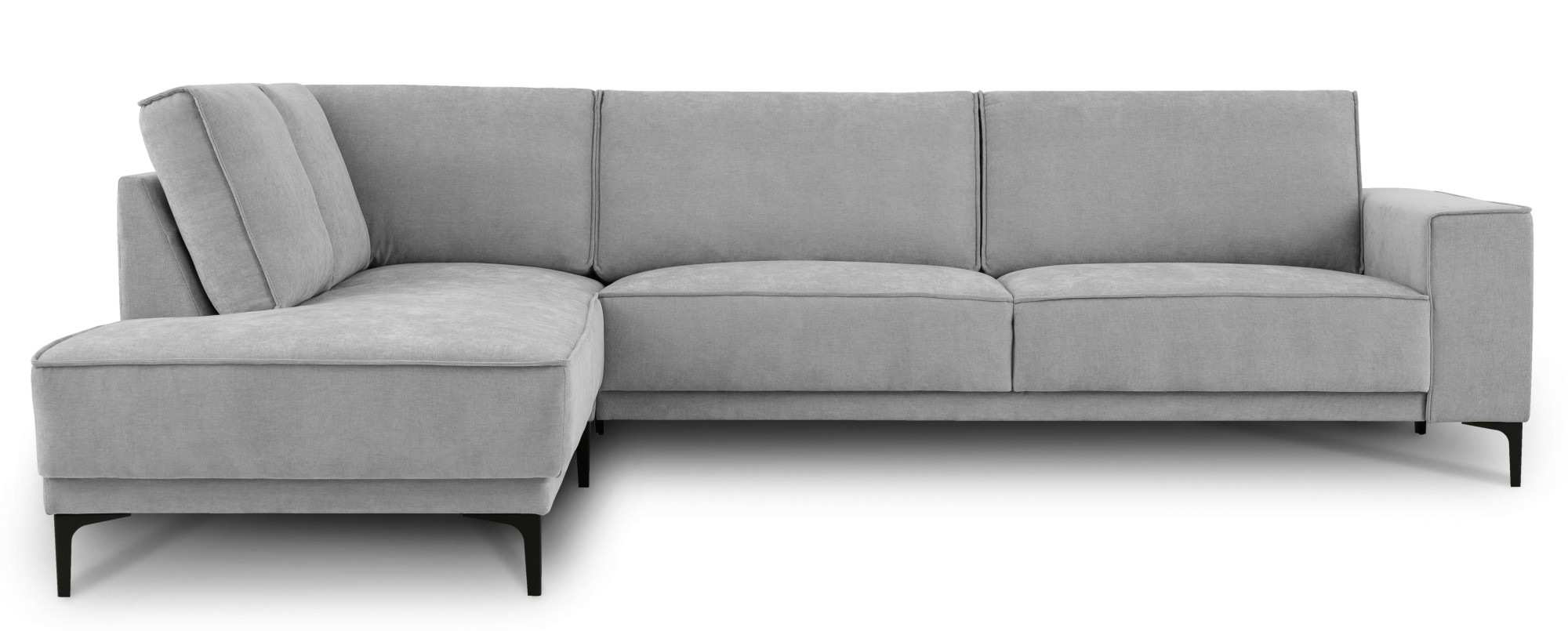Places of Style Ecksofa »Polsterecke Oland, Struktur, Flachgewebe, Luxus-Microfaser, Boucle«, L-Form, 289 cm, Wellenunterfederung, Skandi-Design, Metallfüße