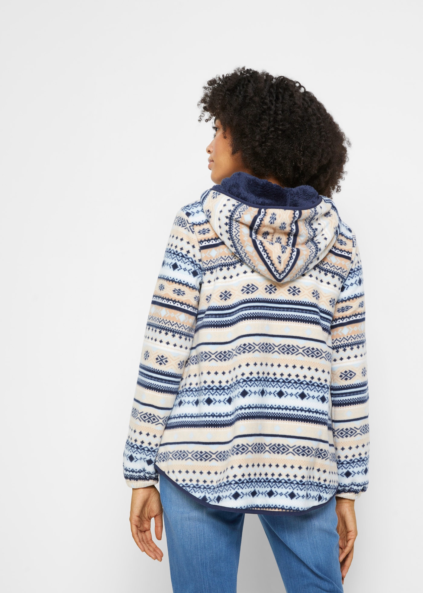 bonprix Fleecejacke »Kapuzen-Fleecejacke mit Norweger-Muster« mit Kapuze Winterjacke als Kapuzen-Fleecejacke mit Norweger-Muster