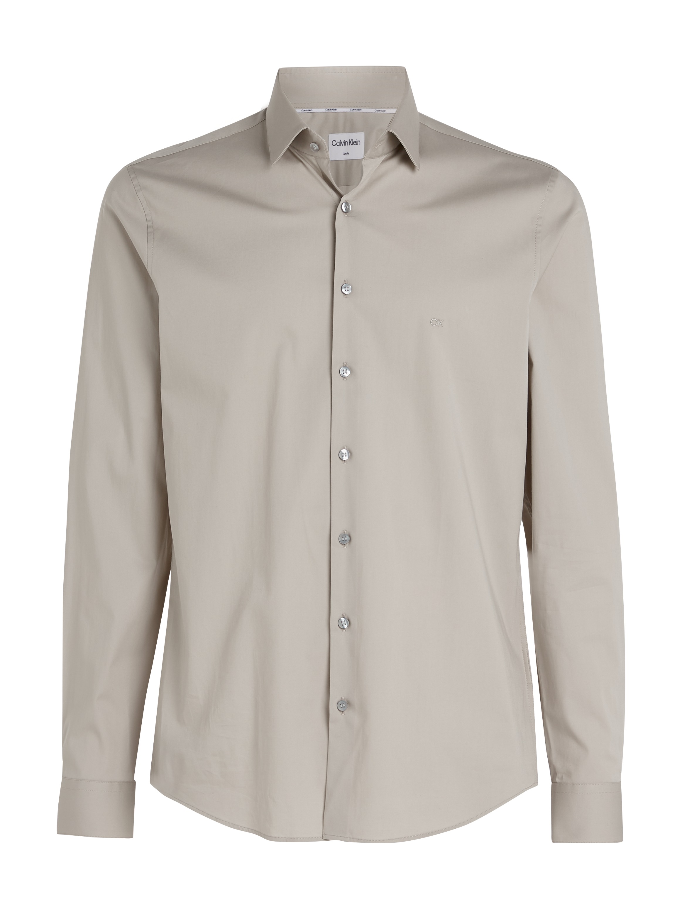 Calvin Klein Businesshemd »POPLIN STRETCH SLIM SHIRT«, mit Kentkragen, Logoprint auf Brusthöhe