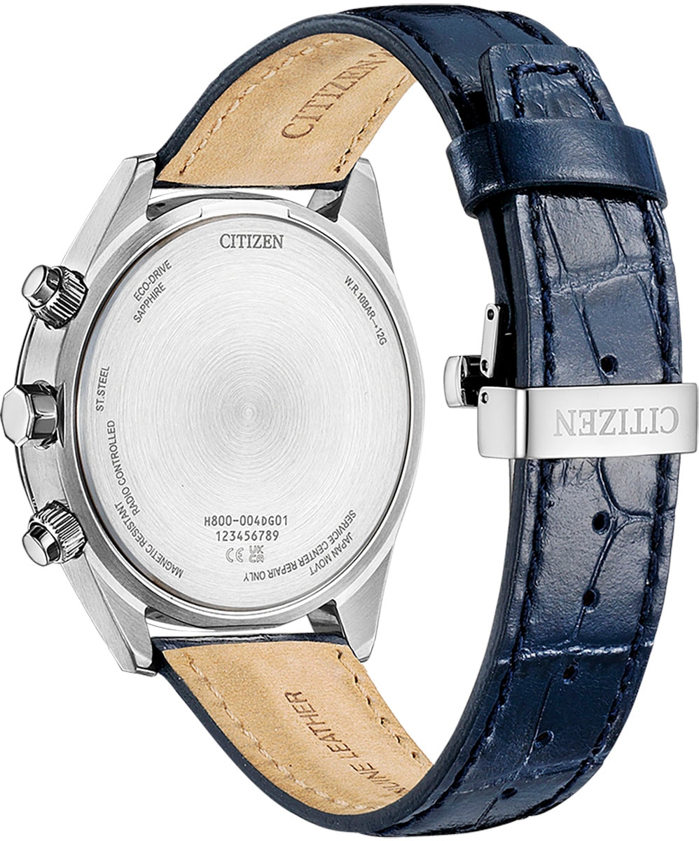 Citizen Funk-Multifunktionsuhr, Armbanduhr, Herrenuhr, Solar, Lederarmband, Saphirglas, Datum
