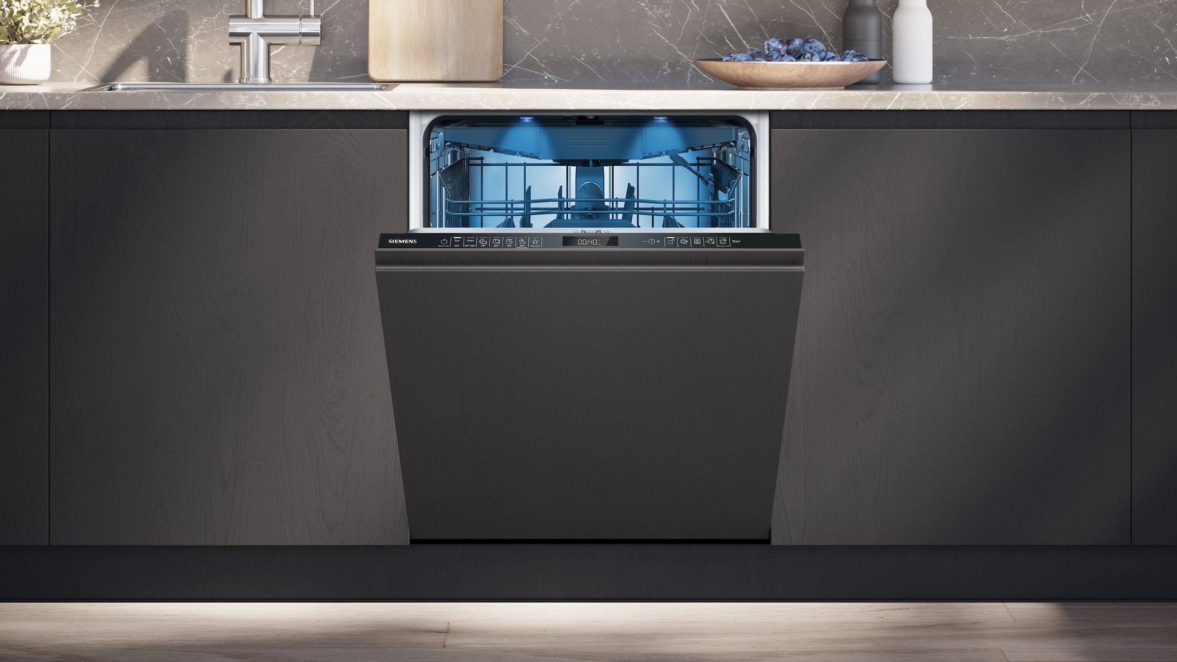 SIEMENS vollintegrierbarer Geschirrspüler iQ500 »SX65ZX17CE« 14 tlg. Maßgedecke