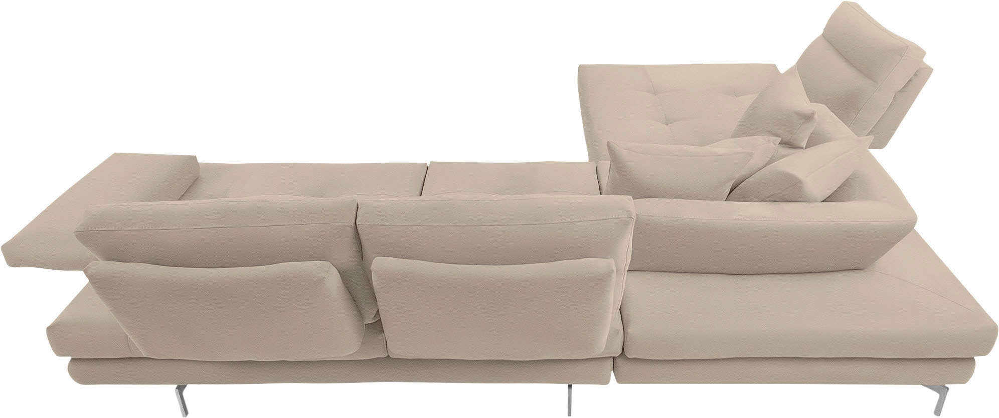 CALIA ITALIA Ecksofa »Toby Wing, L-Form, Designsofa mit sensationellem Sitzkomfort«, Sitztiefenverstell.,wahlw. mit Kissen-Set, Füße chrom glänzend