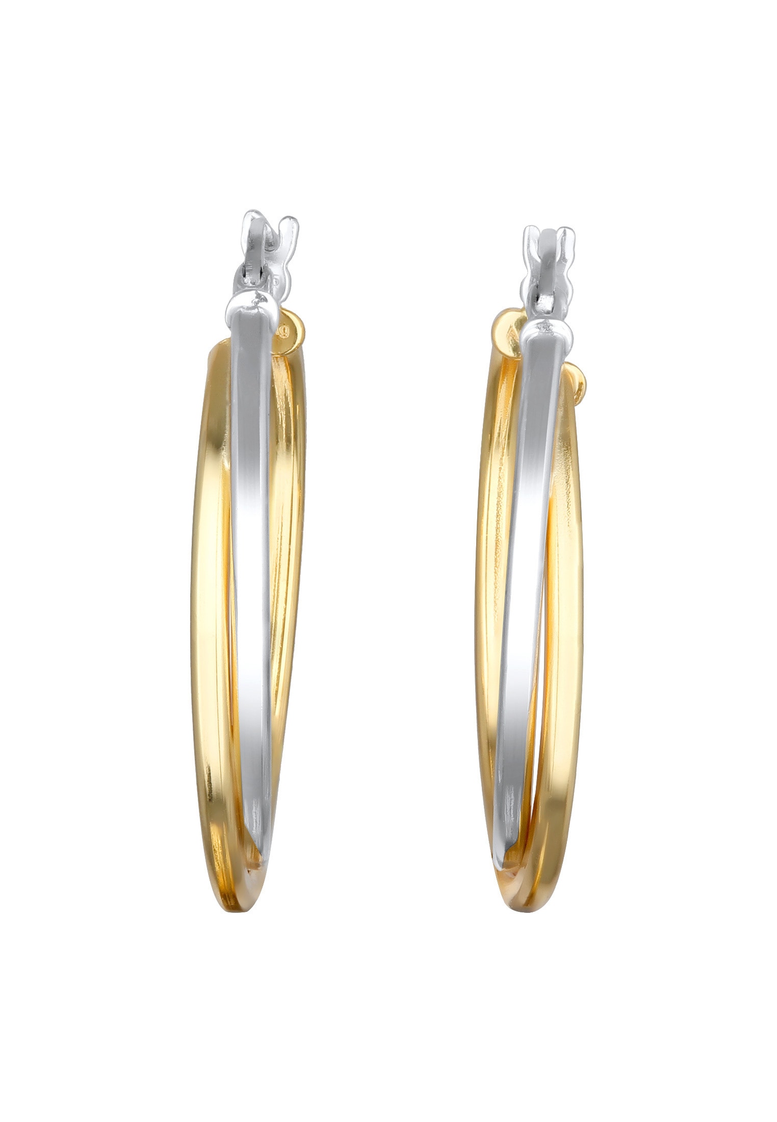 Elli Paar Creolen »Ohrringe Creolen Damen Twisted Look 925 Silber Bicolor«