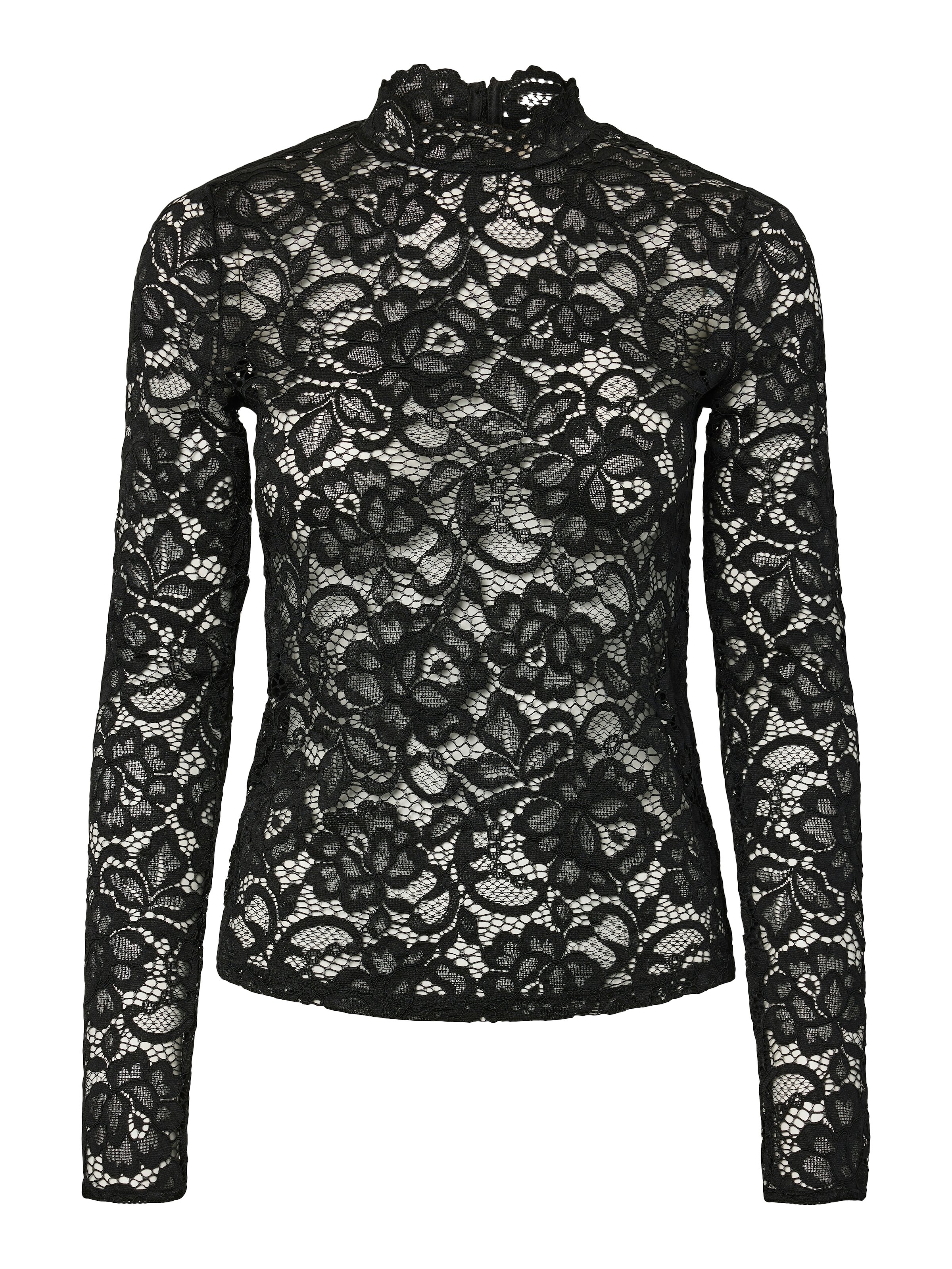 Y.A.S Langarmshirt »YASLACEY LS LACE TOP S. NOOS« Materialmix, slim fit