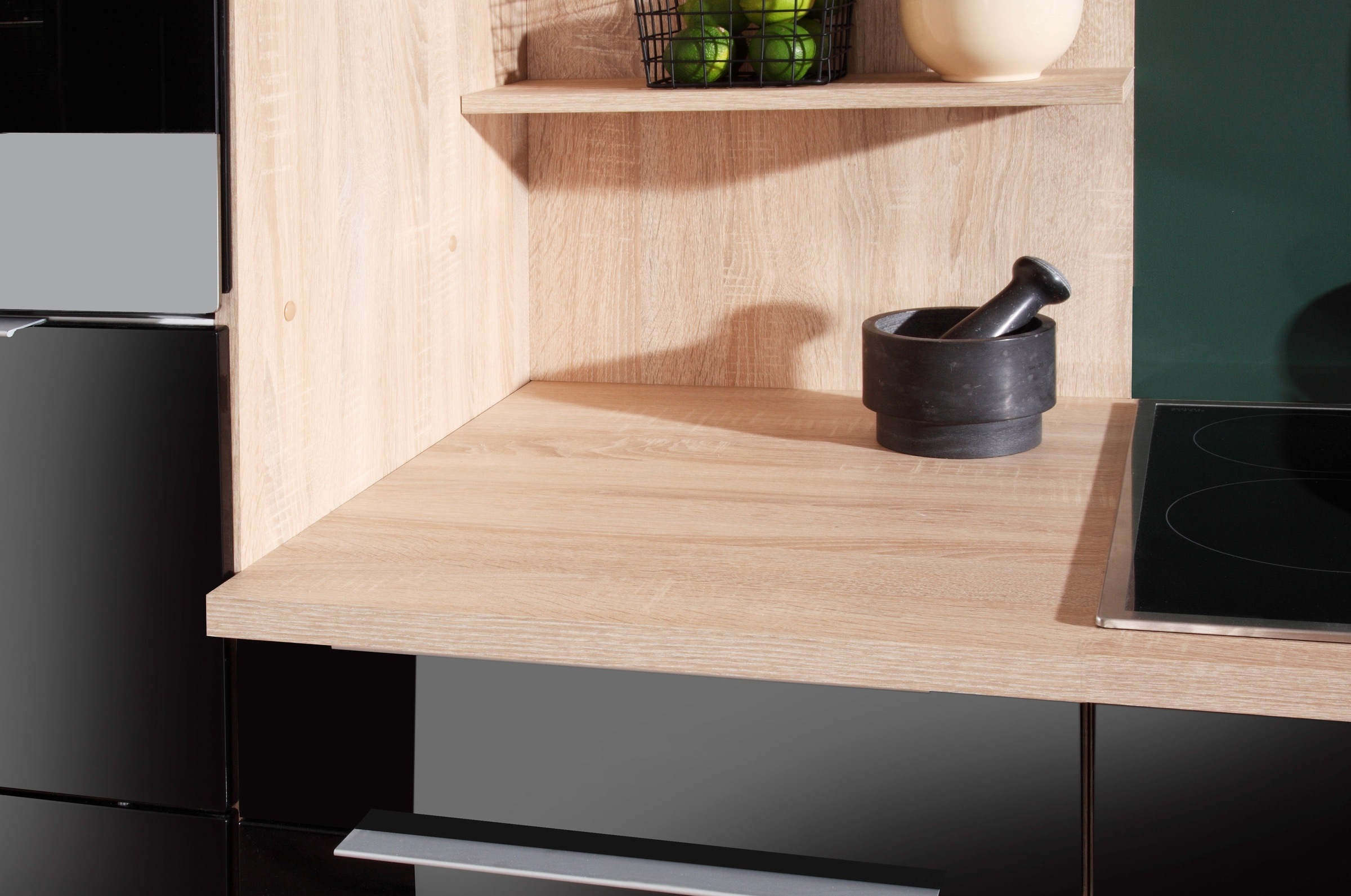 KOCHSTATION Küchenzeile »KS-Brindisi Breite 330 cm«, wahlweise mit E-Geräten und Induktion, mit MDF-Fronten und Regal