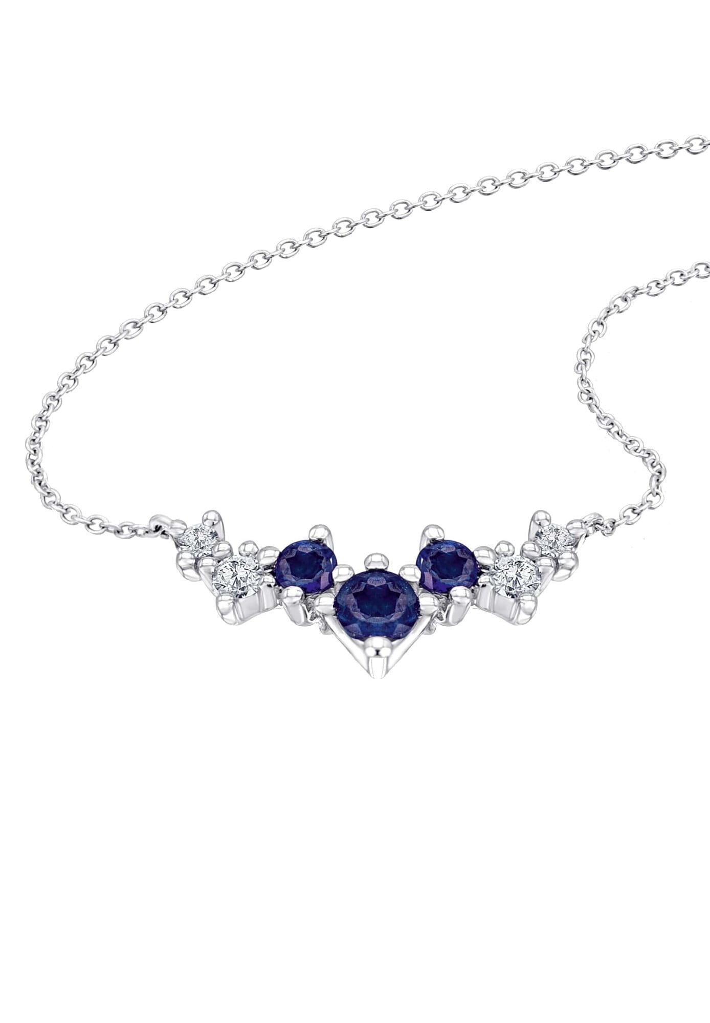 Goldkette »0,06 ct Diamant Brillant Safir Halskette Rundankerkette aus 585 Weißgold ...