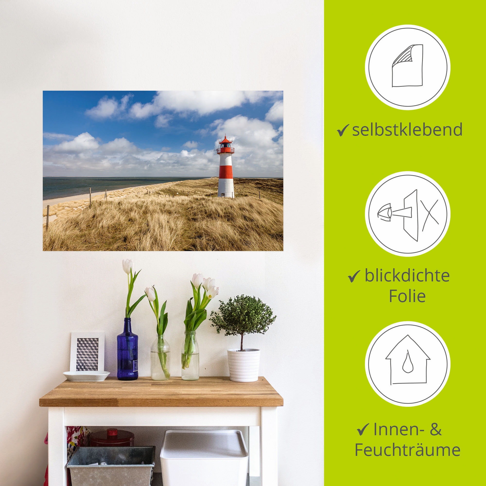 Artland Wandbild »Leuchtturm List-Ost auf Sylt Deutschland«, Gebäude, (1 St.), als Alubild, Leinwandbild, Wandaufkleber oder Poster in versch. Größen