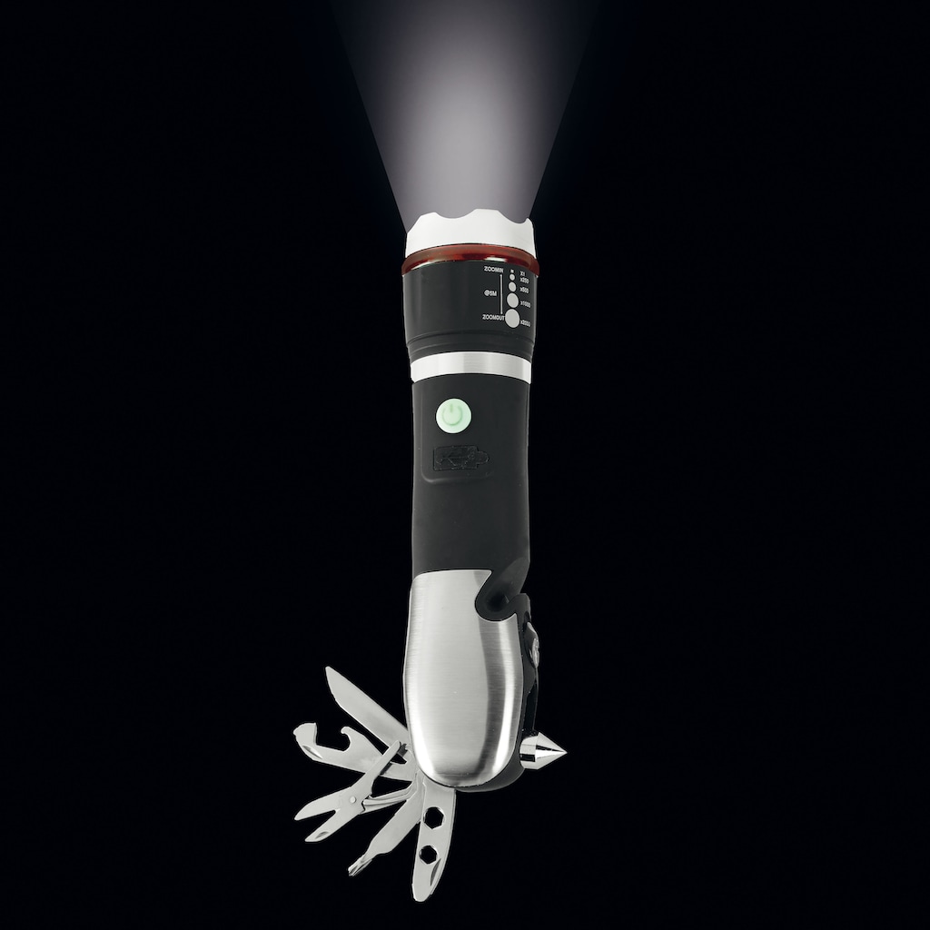 MediaShop LED Taschenlampe »Panta Safe Guard«, (Set mit 2 Stück), per USB aufladbar, Lichtkegel stufenlos einstellbar, 3 Lichtmodi