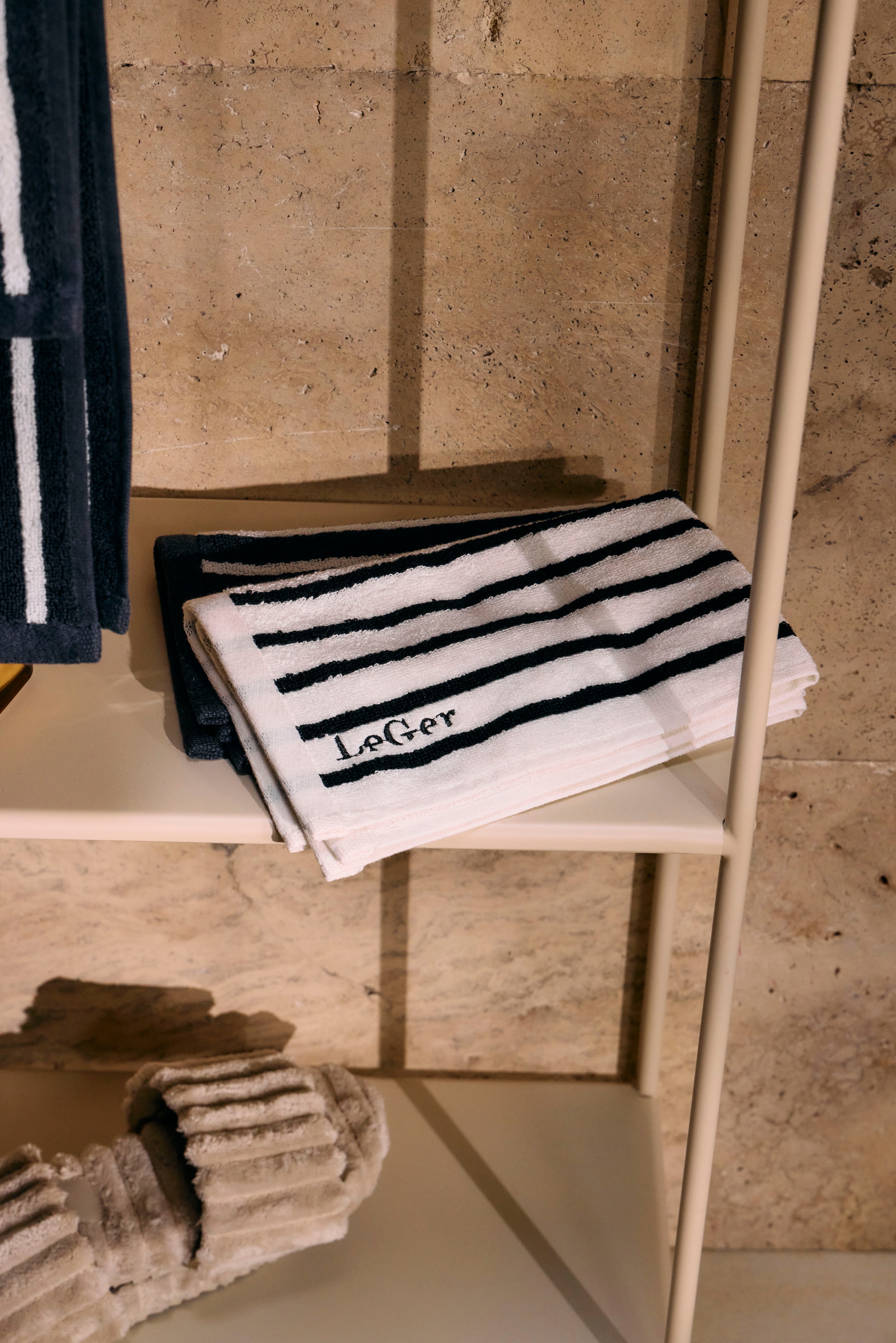 LeGer Home by Lena Gercke Handtuch Set »Tamsin, Duschtücher, Handtücher, Gästetücher, Premium 500 gr/m²« Set 6 Stk. Frottier mit Logostikerei, 100% Baumwolle, gestreift, weich, 5 Jahre Garantie