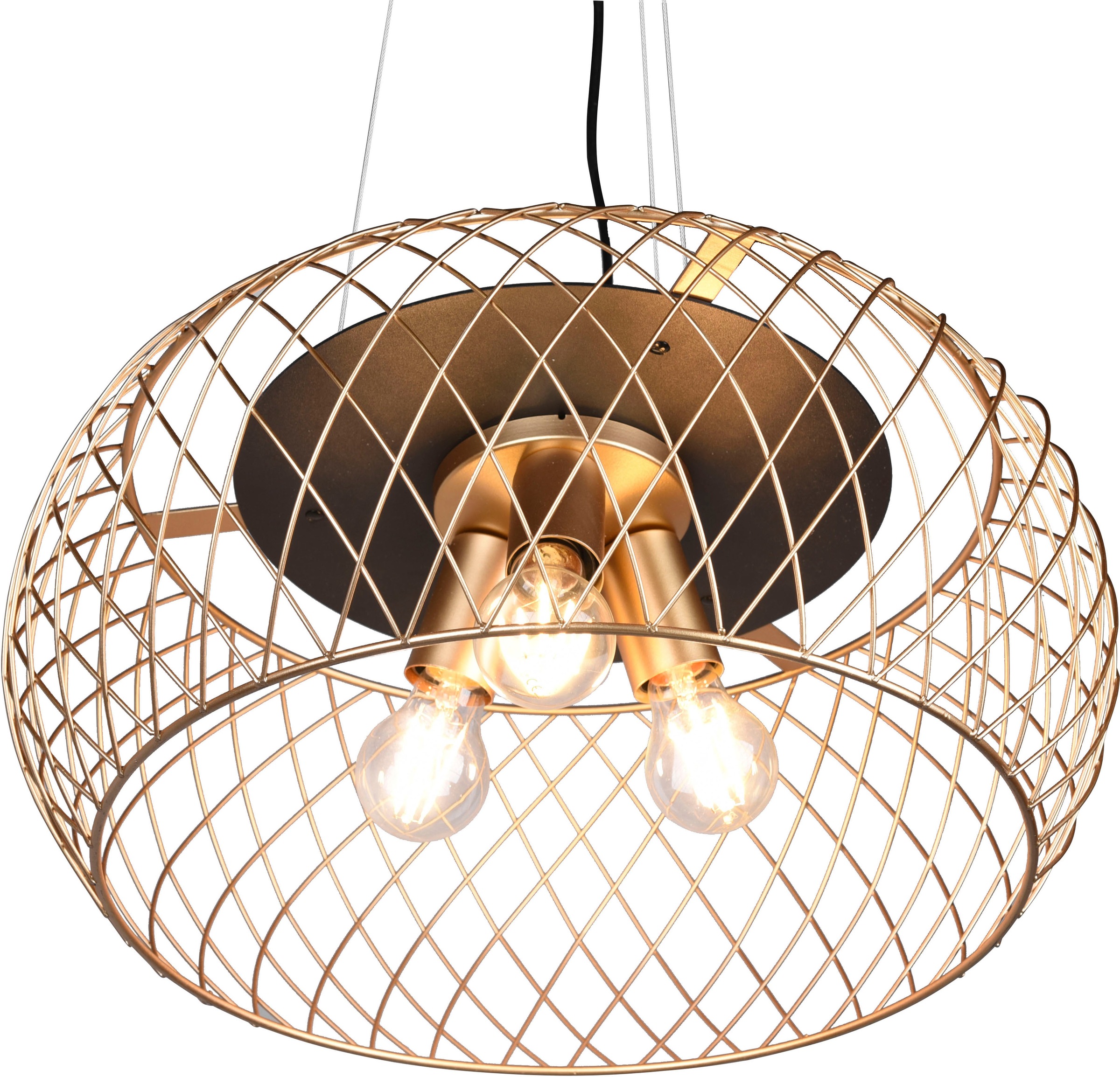 TRIO Leuchten Pendelleuchte »Tamil«, 3 flammig, Leuchtmittel E27 | ohne Leuchtmittel, Hängelampe höhenverstellbar, exkl 3x E27 max 40W, Metallschirm